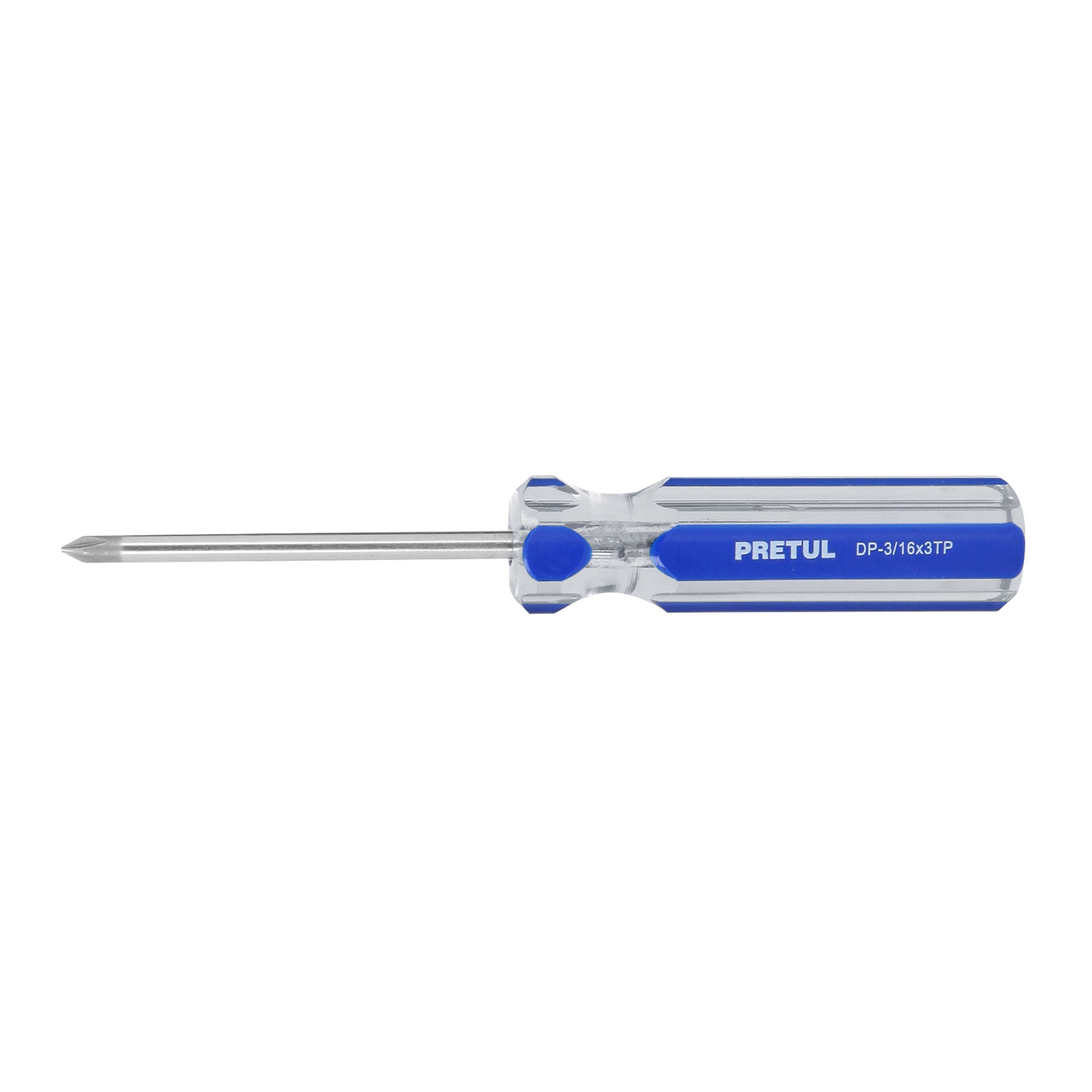 Desarmador de cruz 3/16 x 3" mango de PVC, Pretul, DP-3/16X3TP, 21471