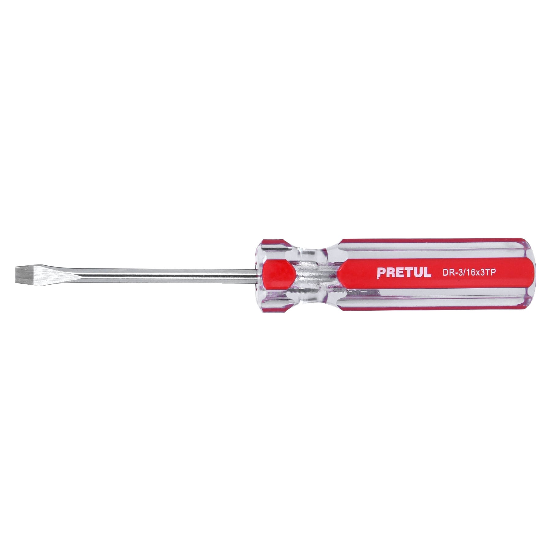 Desarmador plano 3/16 x 3" mango de PVC, Pretul, DR-3/16X3TP, 21456