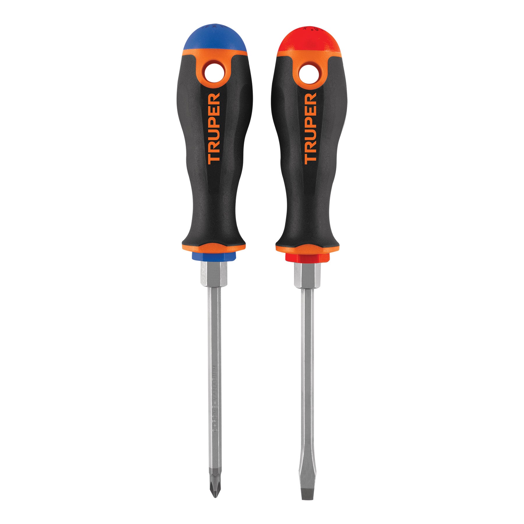 Dúo de desarmadores 3/16" x 4" mango Comfort Grip, Truper