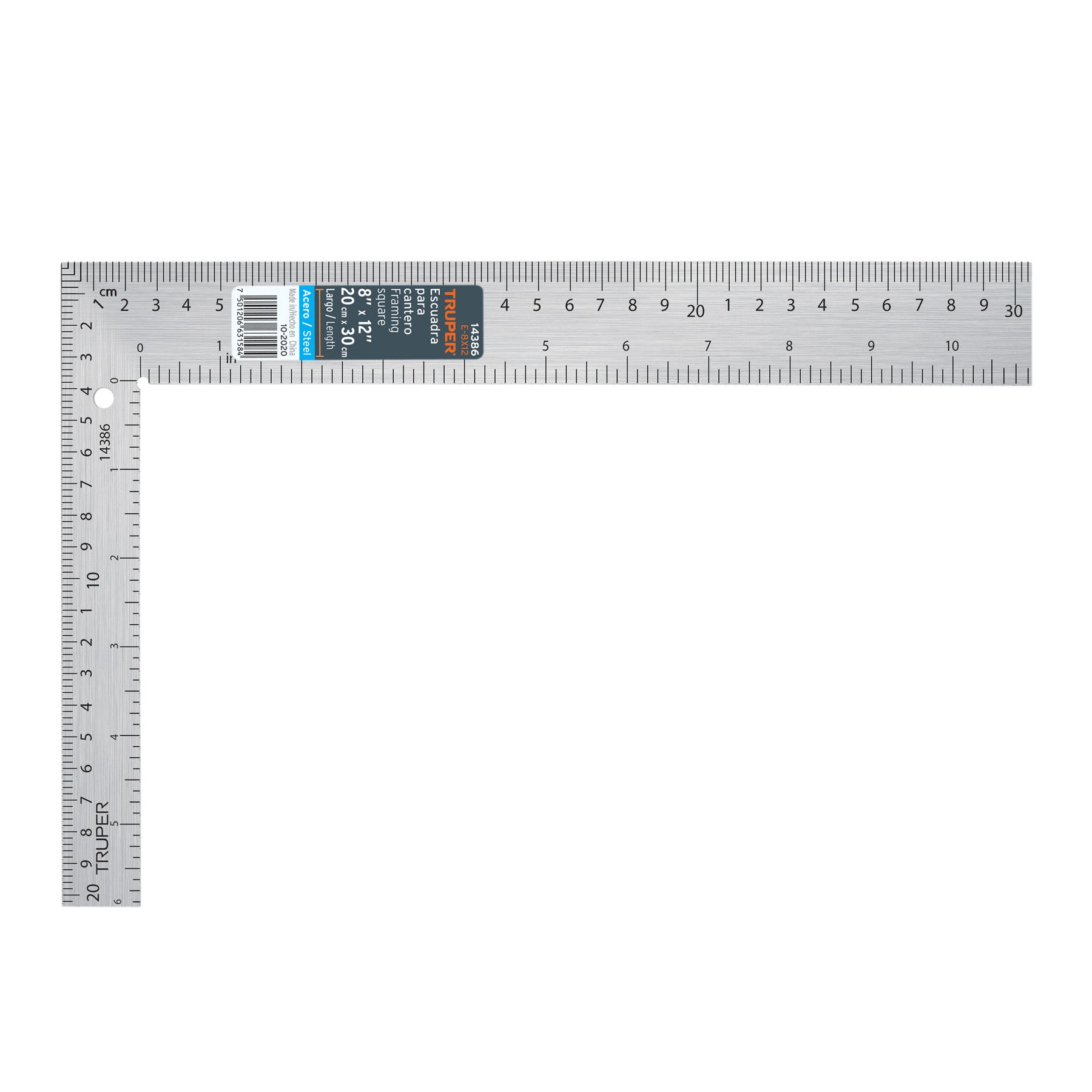 Escuadra 8"x12" de acero para cantero, Truper