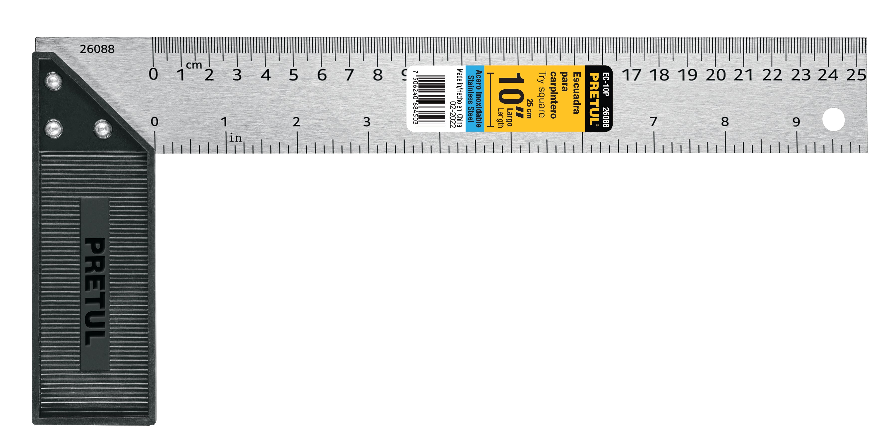 Escuadra 10" para carpintero, Pretul