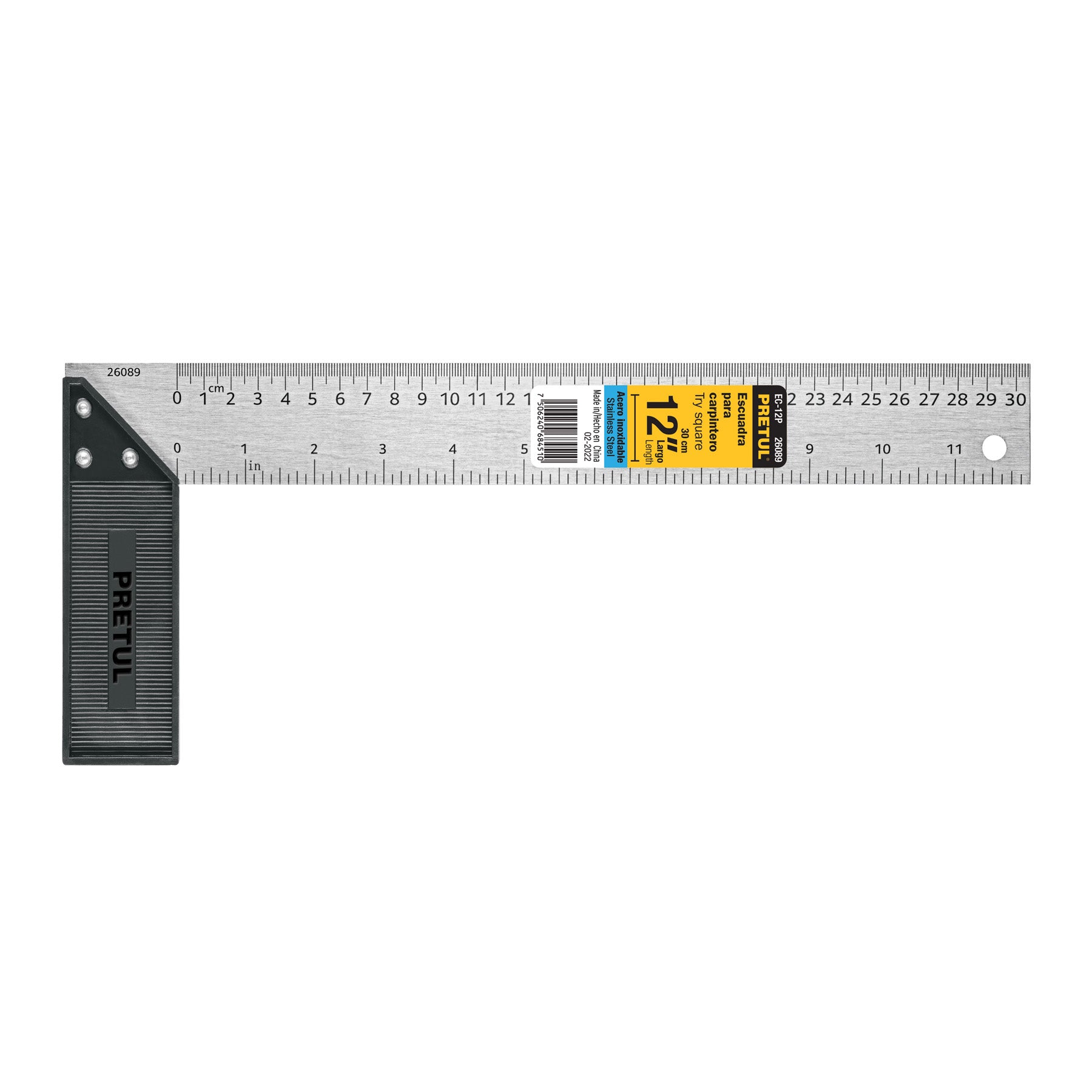 Escuadra 12" para carpintero, Pretul