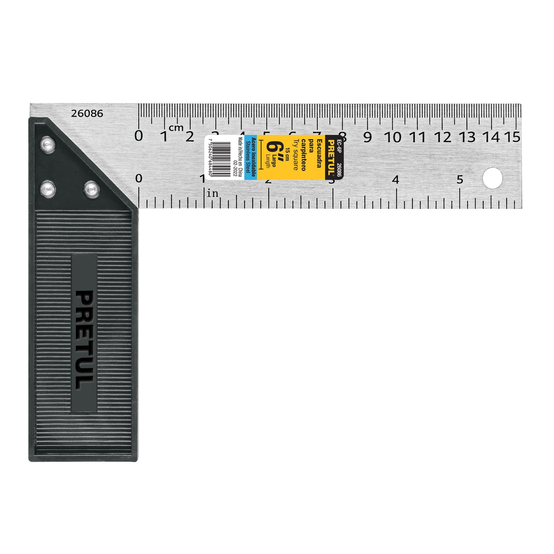 Escuadra 6" para carpintero, Pretul