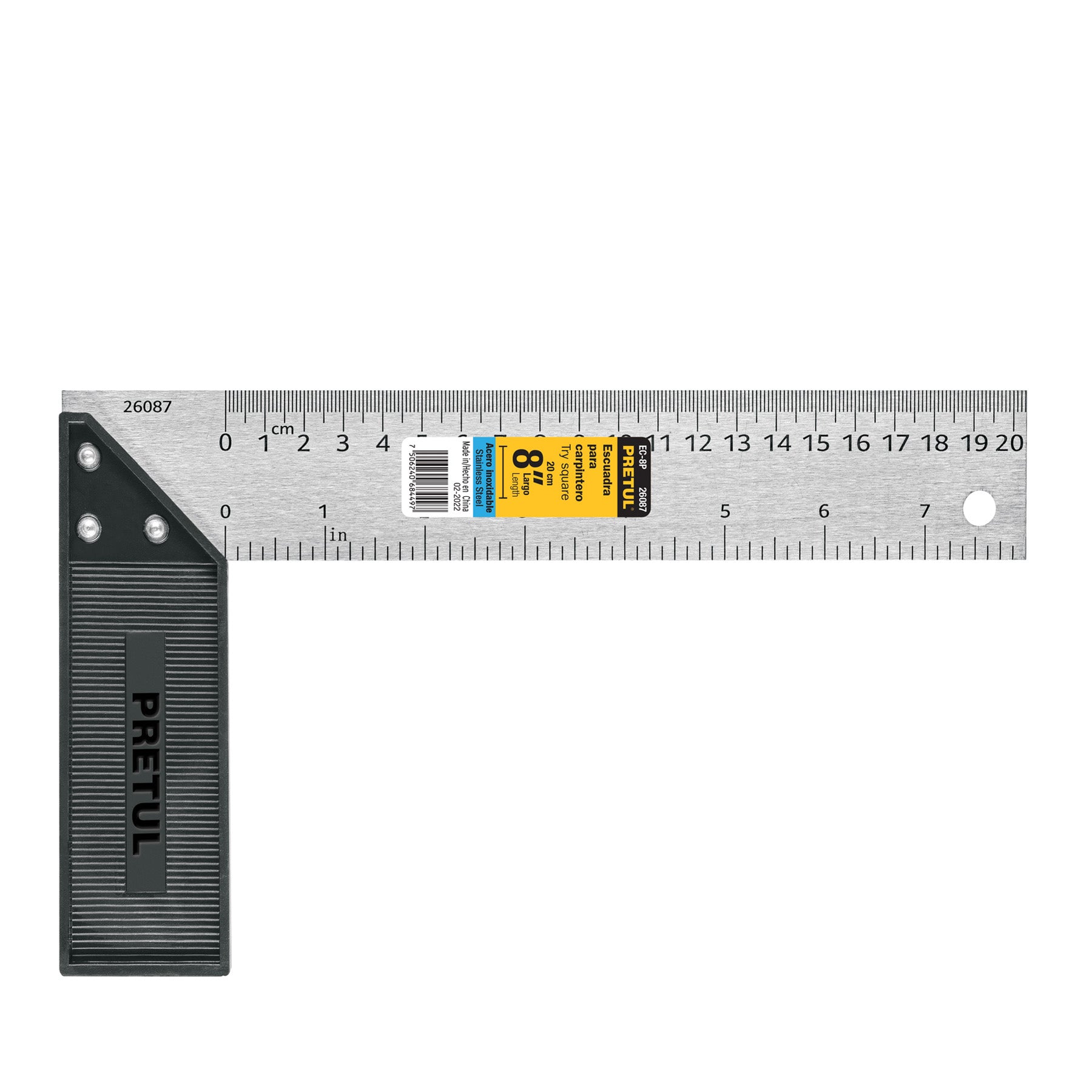 Escuadra 8" para carpintero, Pretul