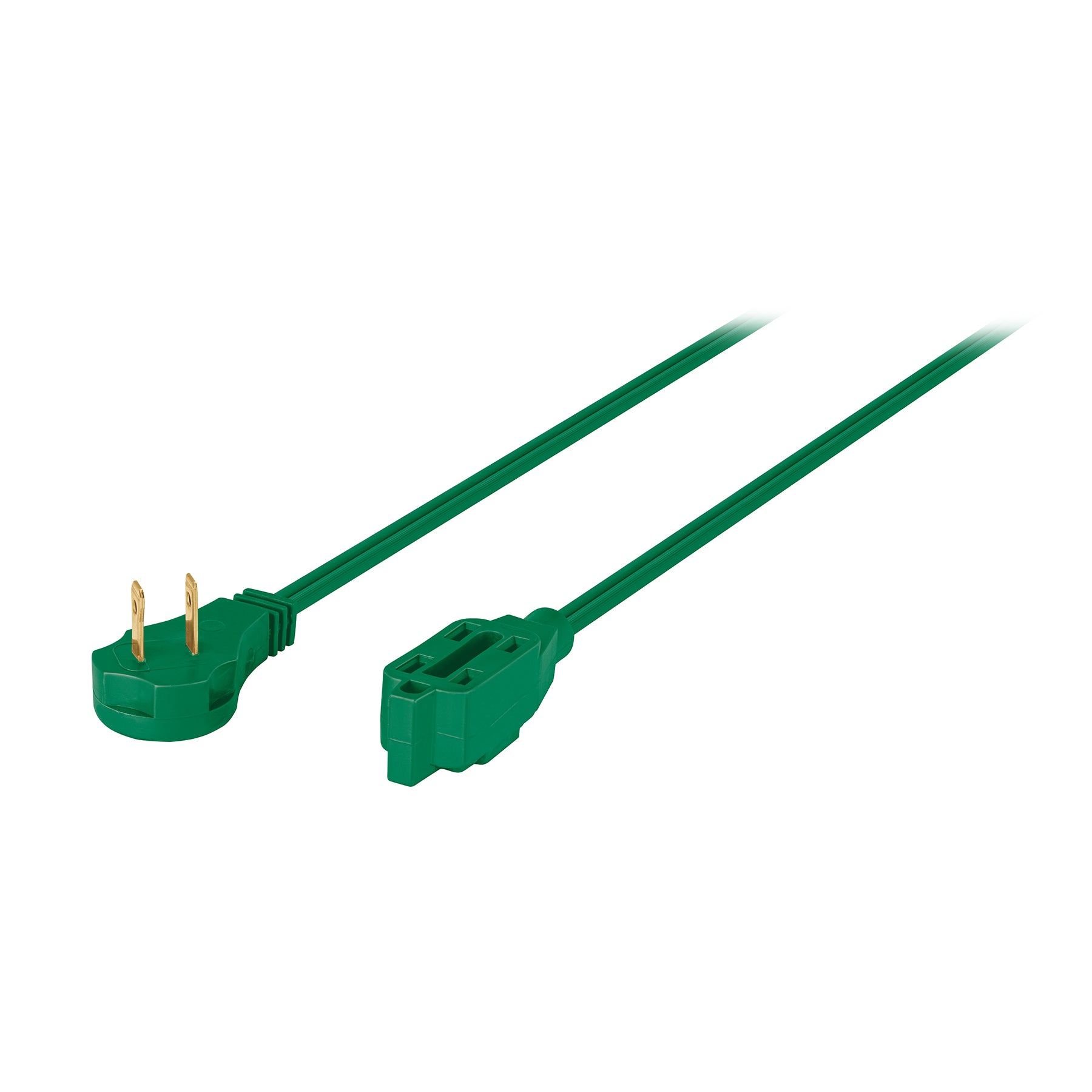 Extensión eléctrica doméstica 10 m clavija plana, verde