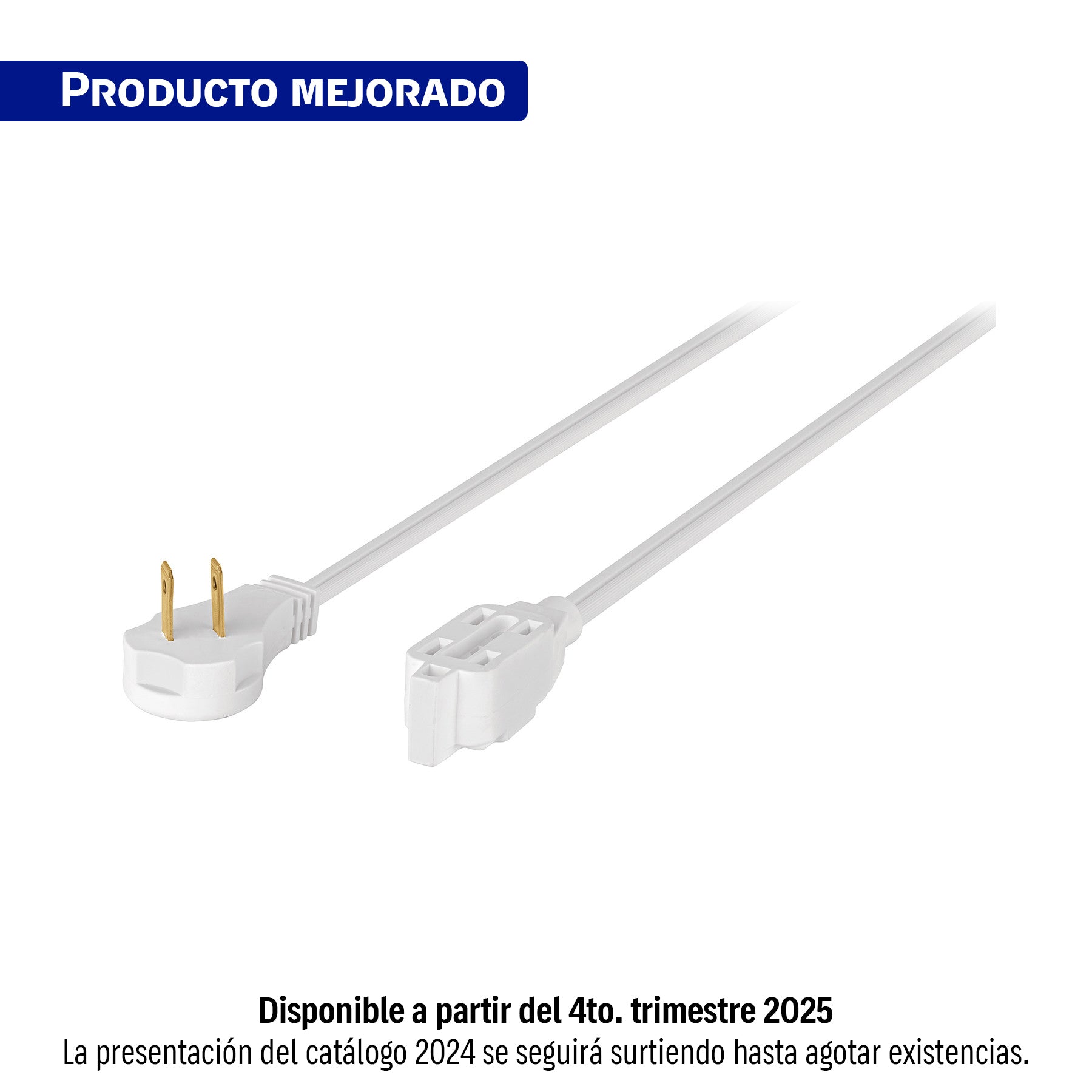 Extensión eléctrica doméstica 2 m clavija plana, blanca, Volteck, ED-2B, 48000