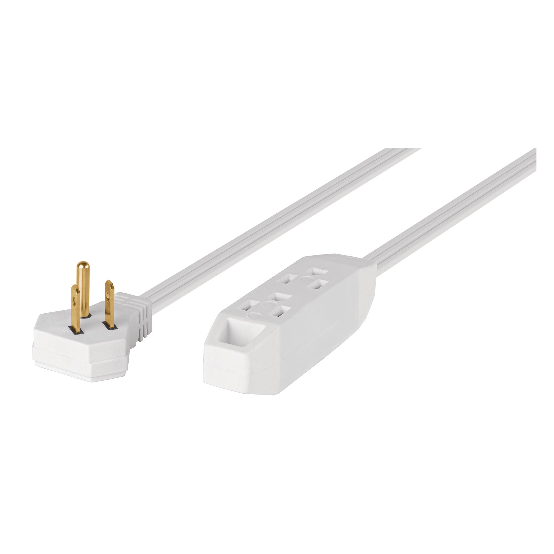 Extensión doméstica aterrizada 3 m blanca con clavija plana, Volteck, EDA-3B, 46988