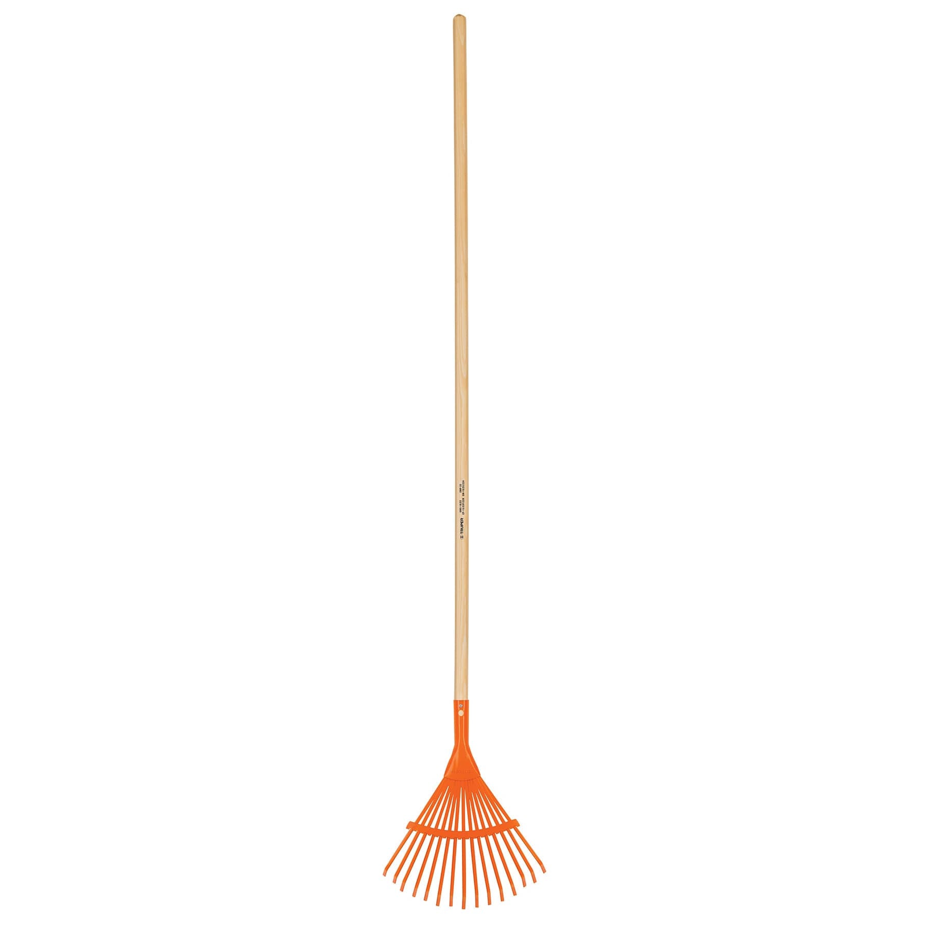 Escoba metálica para jardín, curva, 15 dientes, mango 48"