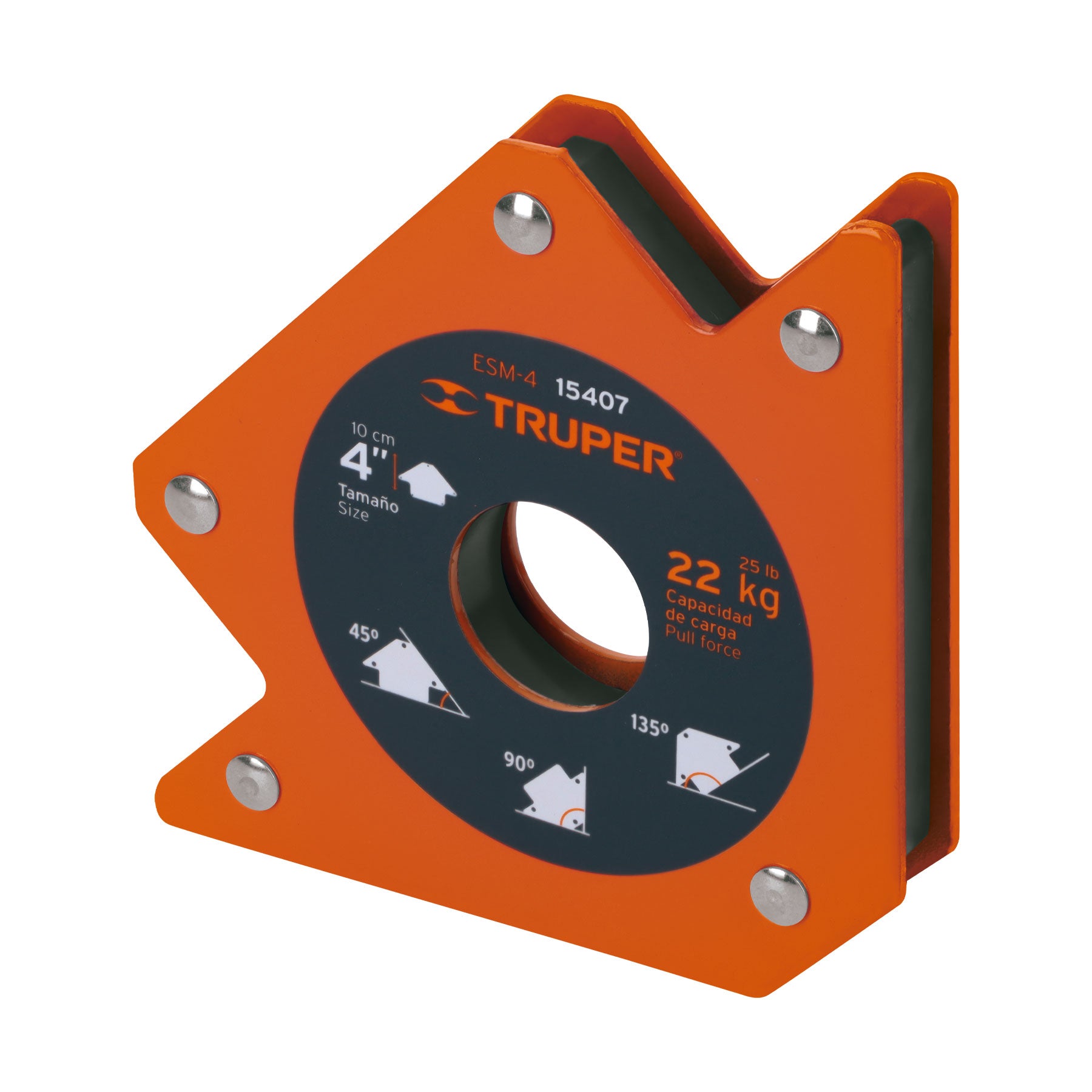 Escuadra magnética 4" para soldar, capacidad 22 kg, Truper