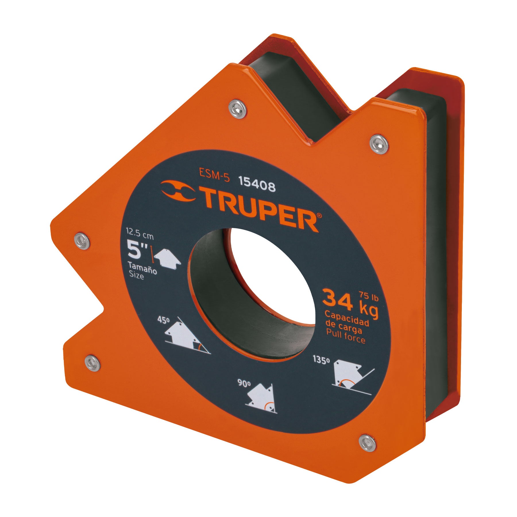Escuadra magnética 5" para soldar, capacidad 34 kg, Truper