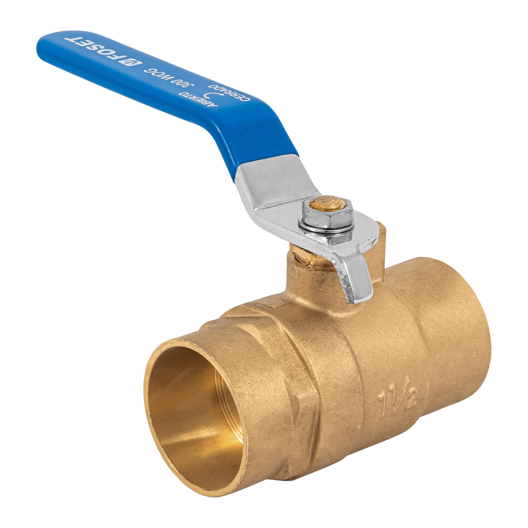 Válvula de esfera de latón, soldable 1-1/2", Foset