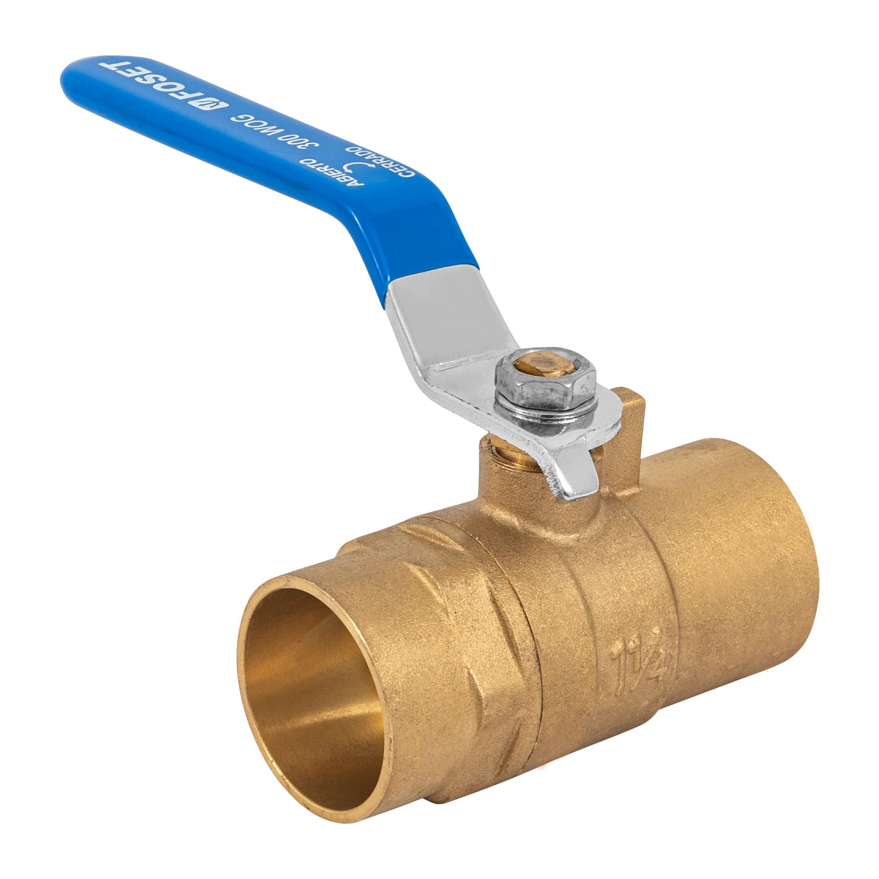 Válvula de esfera de latón, soldable 1-1/4", Foset
