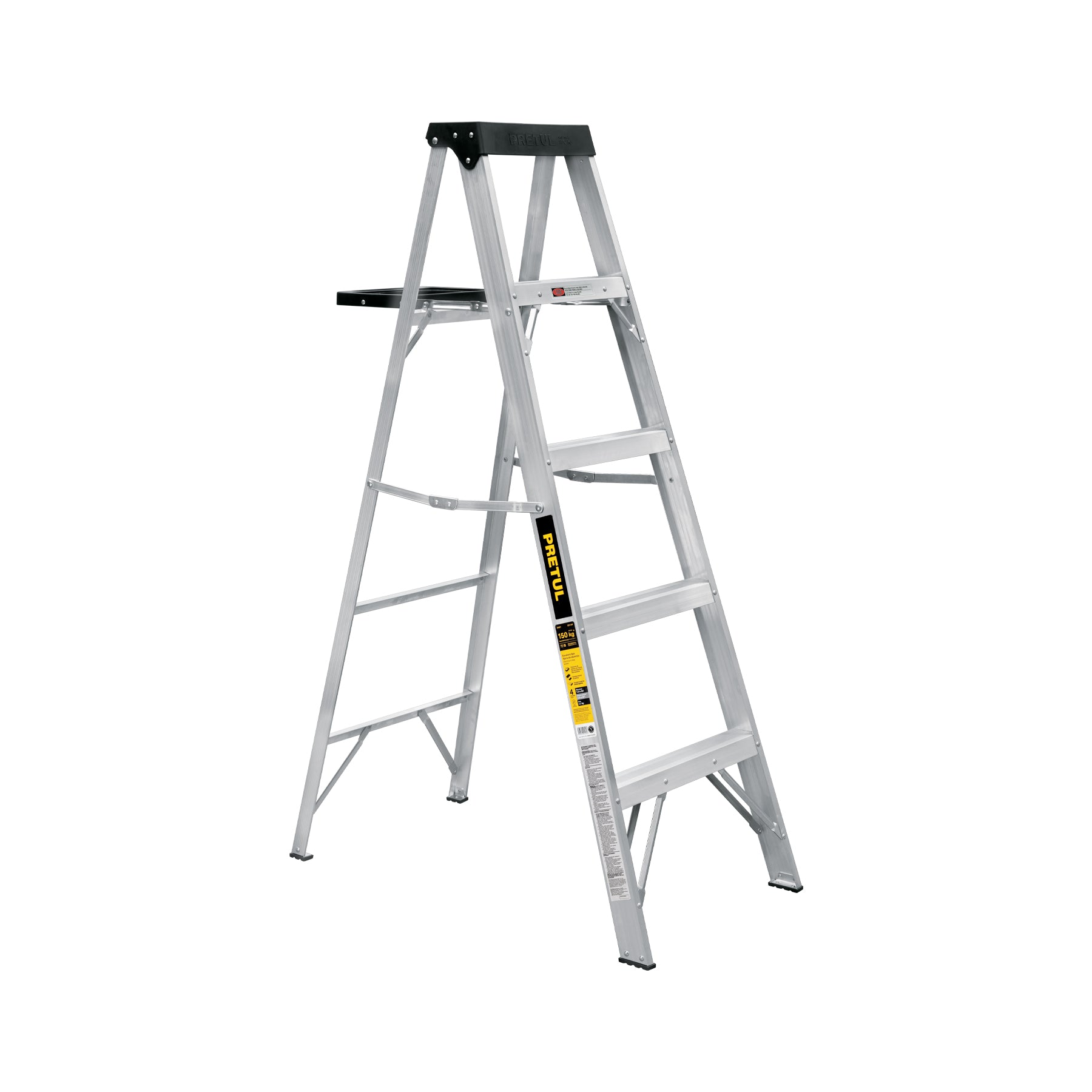 Escalera de tijera tipo III 4 escalones y bandeja, PRETUL
