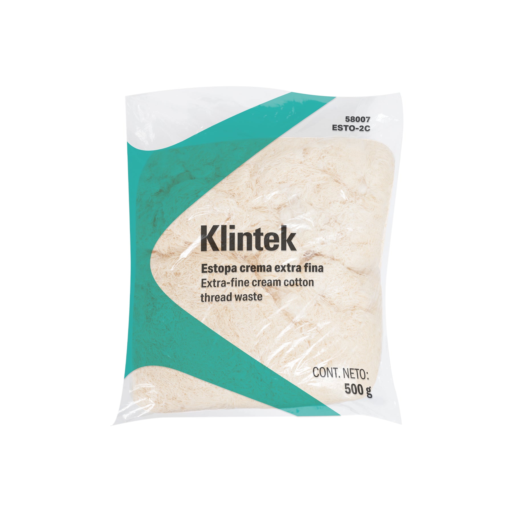 Bolsa de 1/2 kg de estopa color crema, Klintek