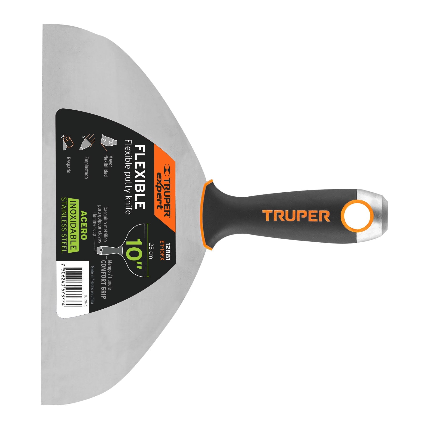 Espátula flexible 10" acero inoxidable mango Comfort Grip, Expert