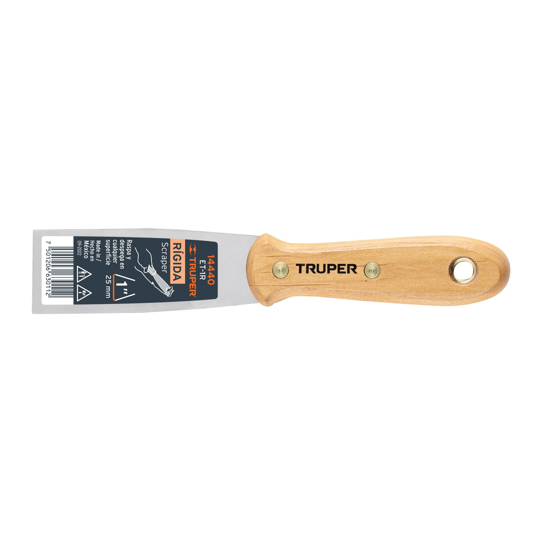 Espátula rígida 1" con mango de madera, Truper