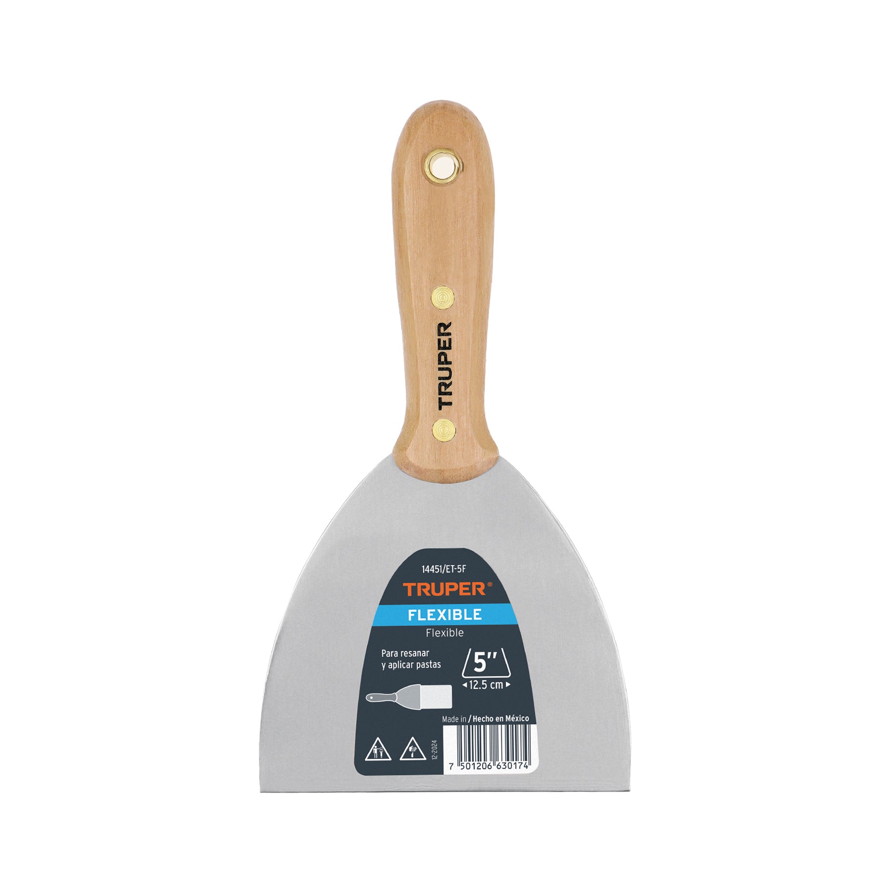 Espátula flexible 5" con mango de madera, Truper