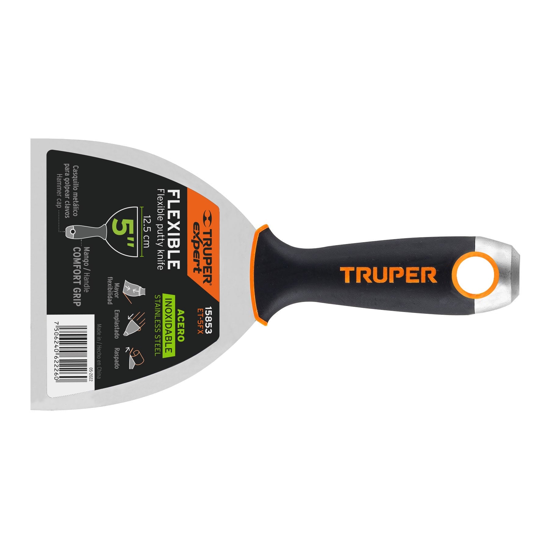 Espátula flexible 5" acero inoxidable mango Comfort Grip, Expert