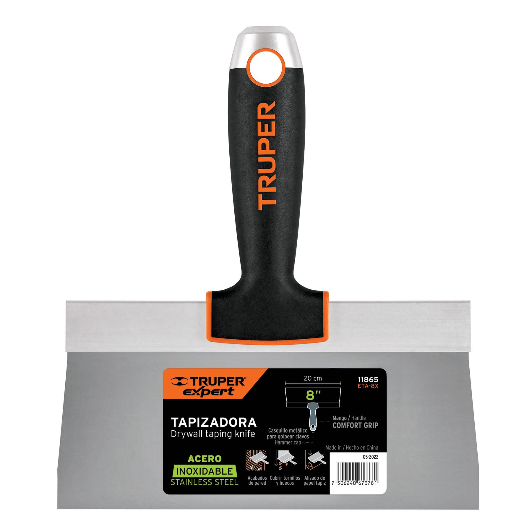 Espátula tapizadora de 8" acero inoxidable, Truper Expert