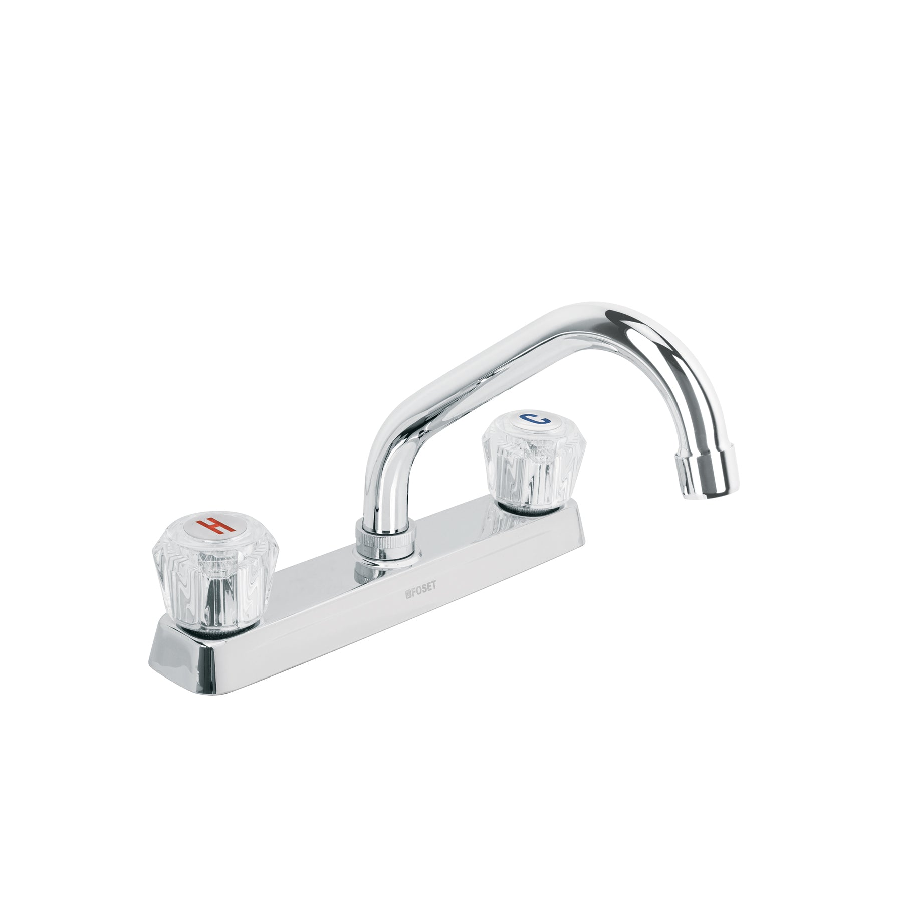 Mezcladora 8" fregadero cromo, cuello corto, acrílico, BASIC, Foset, F-317A, 49286