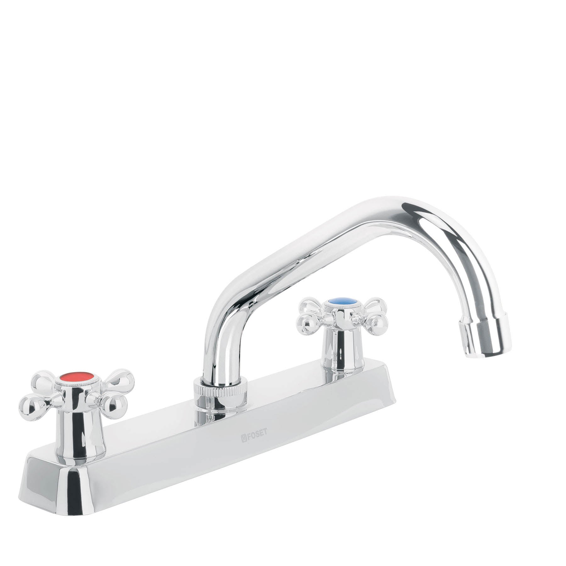 Mezcladora 8" fregadero cromo, cuello corto, cruceta, BASIC