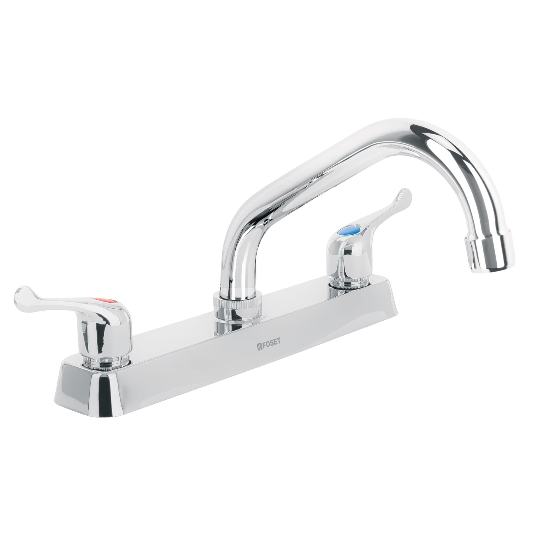 Mezcladora 8" fregadero cromo, cuello corto, palanca, BASIC