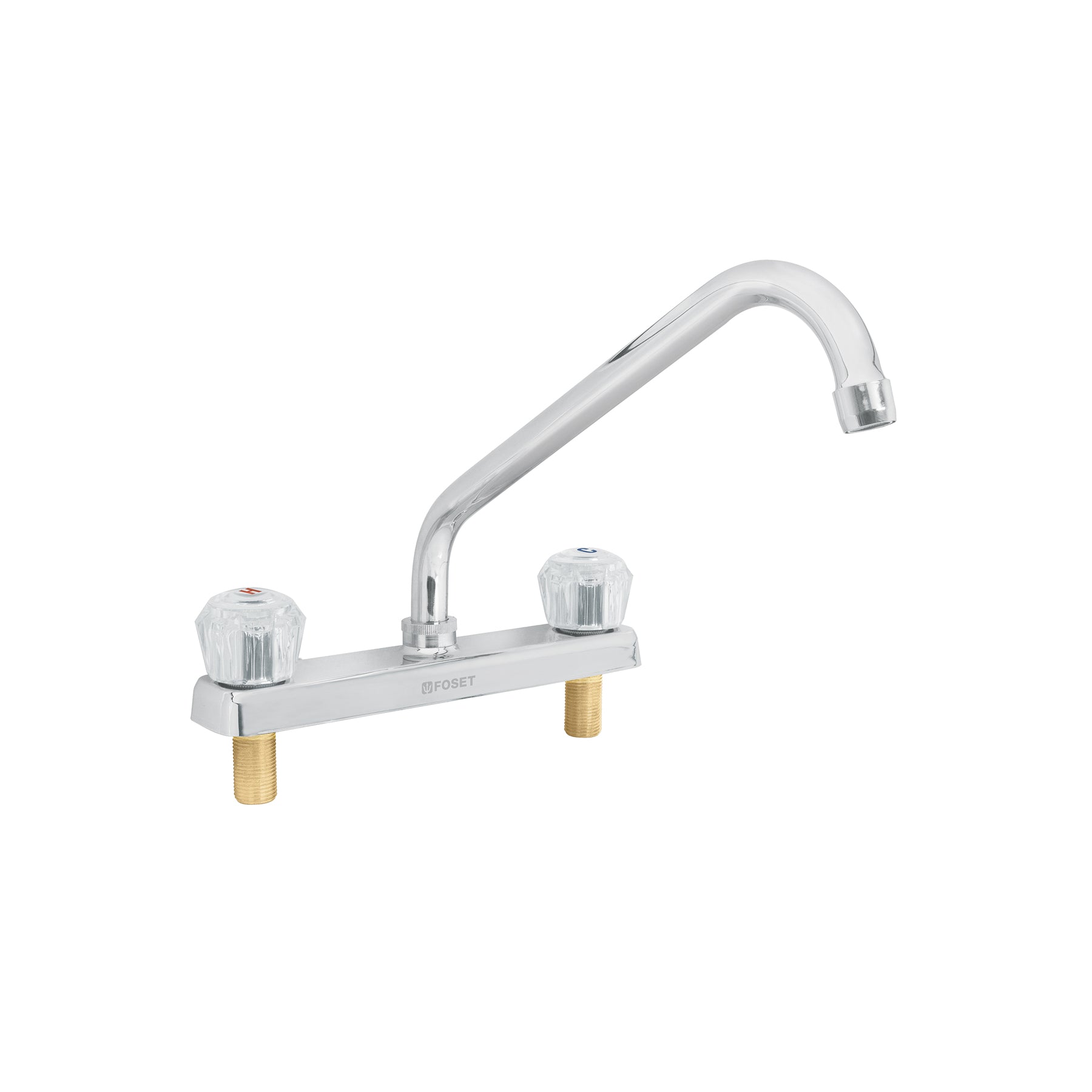 Mezcladora 8" fregadero cromo, cuello largo, acrílico, BASIC, Foset, F-318A, 49240