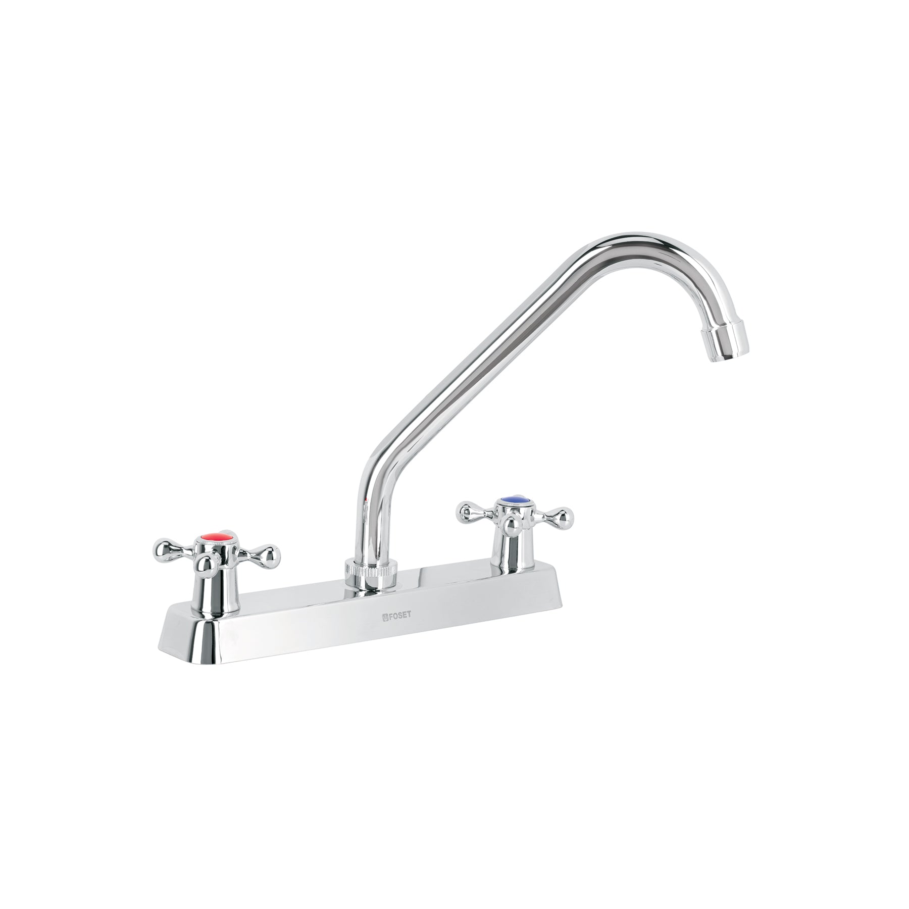 Mezcladora 8" fregadero cromo, cuello largo, cruceta, BASIC, Foset, F-318E, 45612