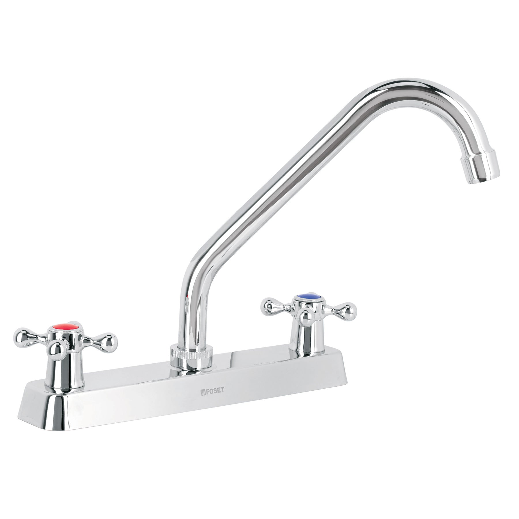 Mezcladora 8" fregadero cromo, cuello largo, cruceta, BASIC