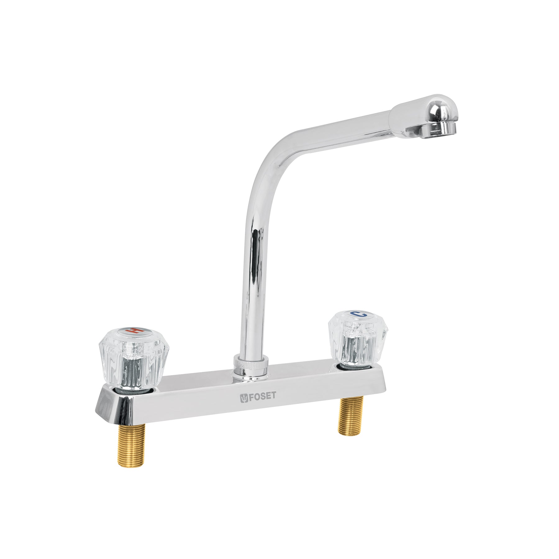 Mezcladora 8" fregadero cromo, cuello cobra, acrílico, BASIC, Foset, F-319A, 49192
