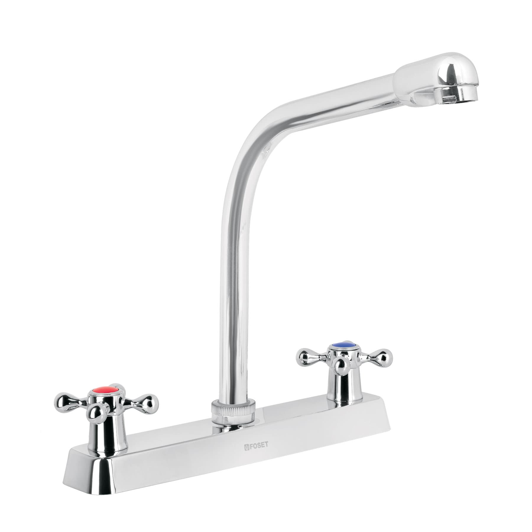 Mezcladora 8" fregadero cromo, cuello cobra, cruceta, BASIC