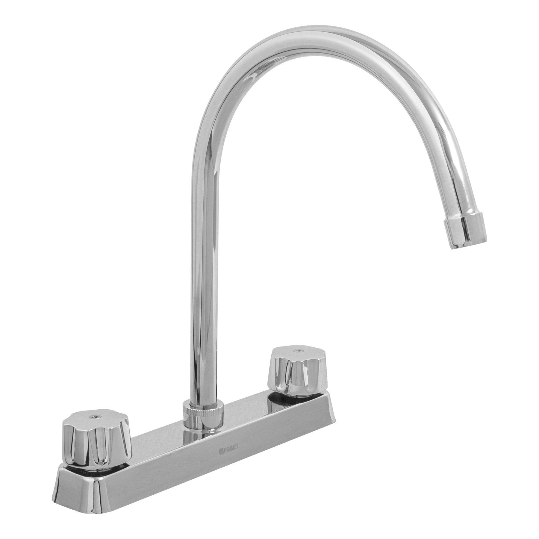 Mezcladora 8" fregadero cromo, cuello curvo,compresión,BASIC