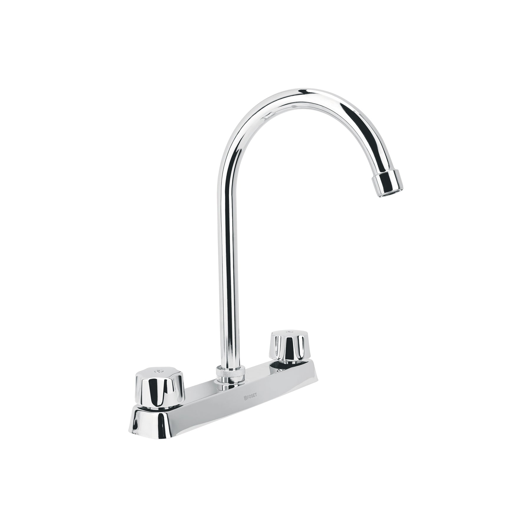 Mezcladora 8" fregadero cromo, cuello curvo,hexagonal, BASIC, Foset, F-320, 45615