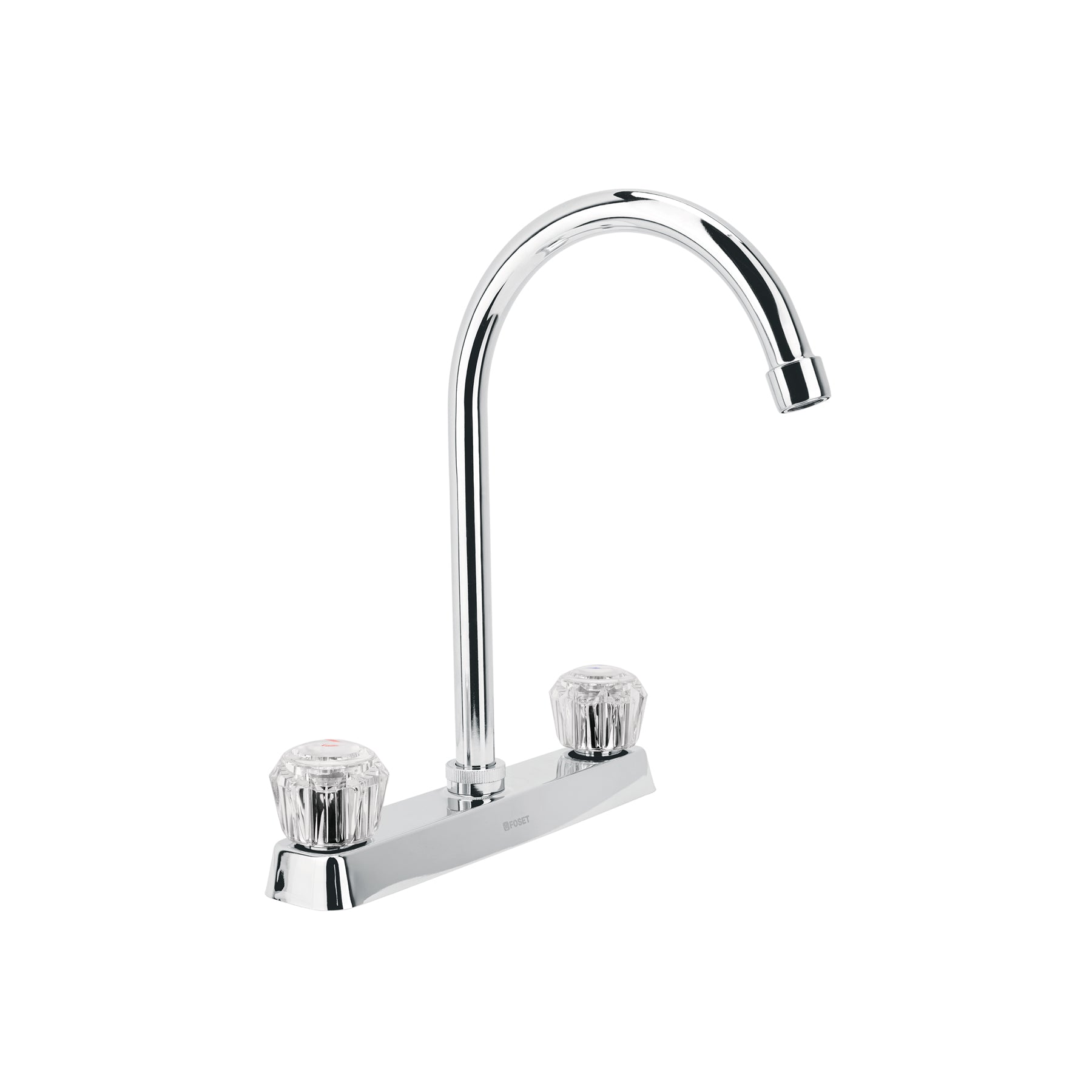 Mezcladora 8" fregadero cromo, cuello curvo, acrílico, BASIC, Foset, F-320A, 45617