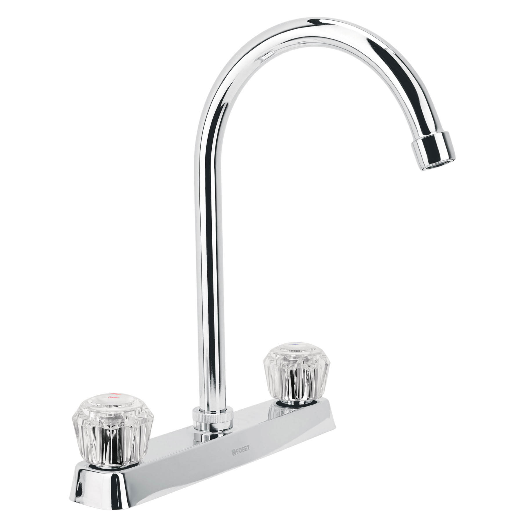 Mezcladora 8" fregadero cromo, cuello curvo, acrílico, BASIC