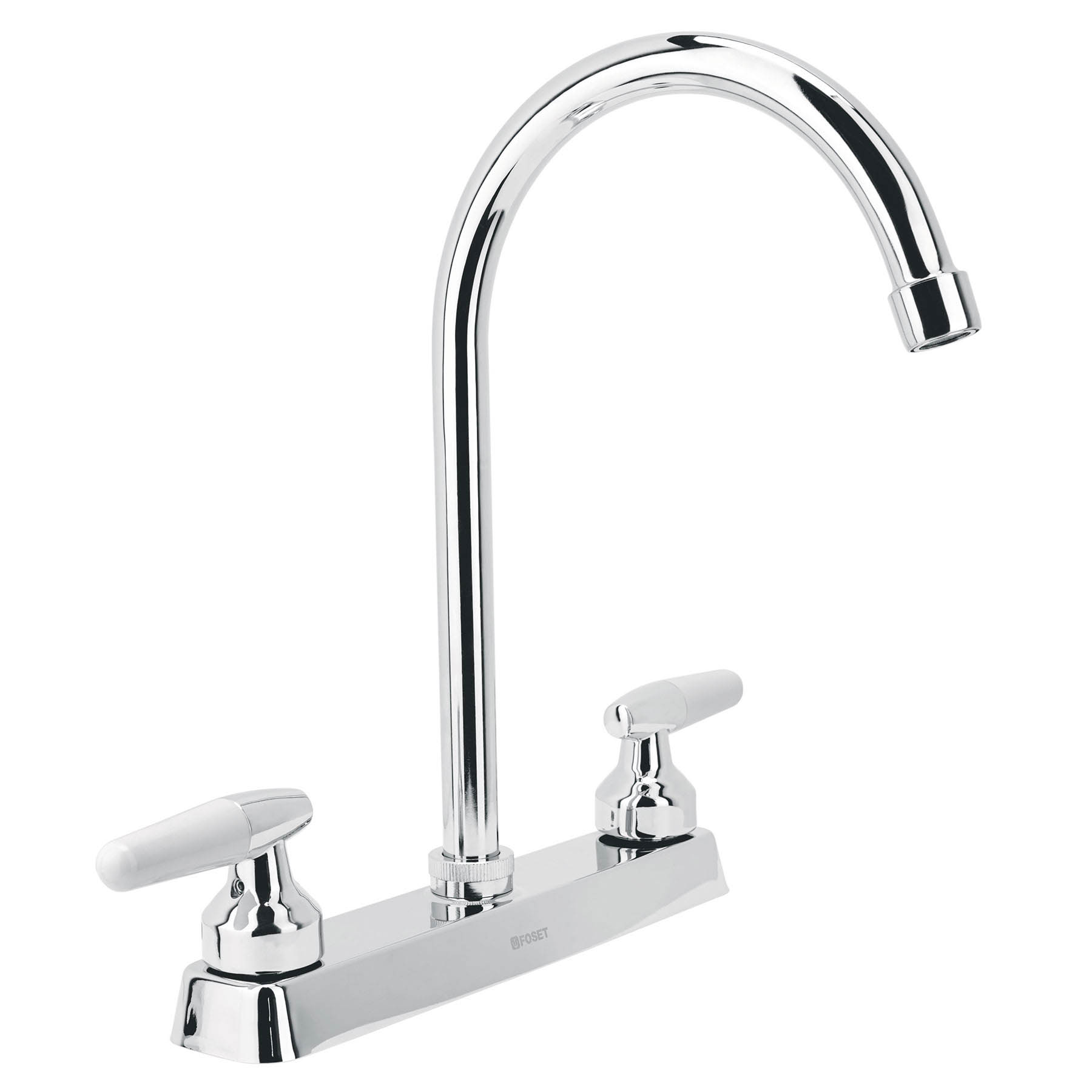 Mezcladora 8" fregadero cromo, cuello curvo, cono, BASIC