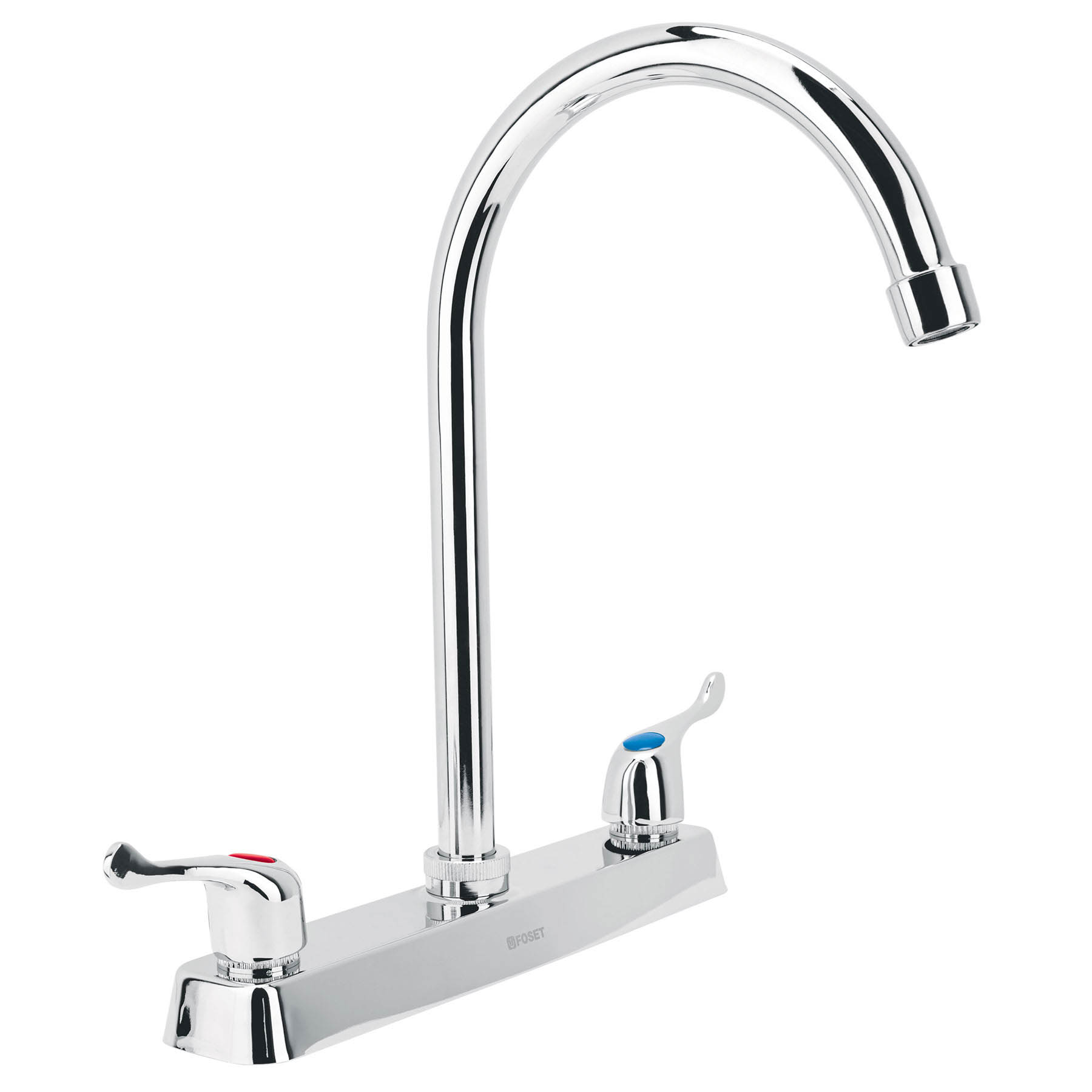 Mezcladora 8" fregadero cromo, cuello curvo, palanca, BASIC