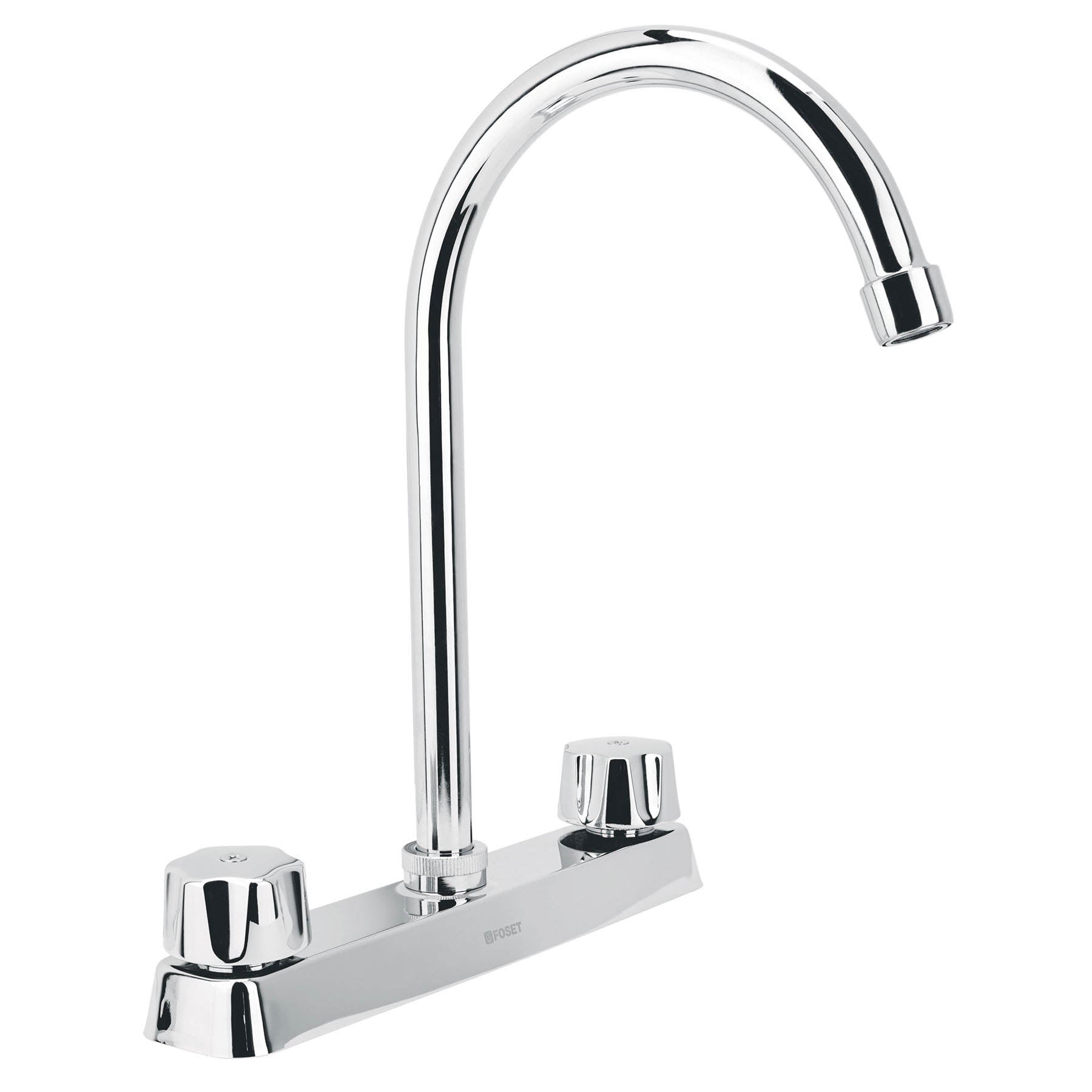 Mezcladora 8" fregadero cromo, cuello curvo,hexagonal, BASIC