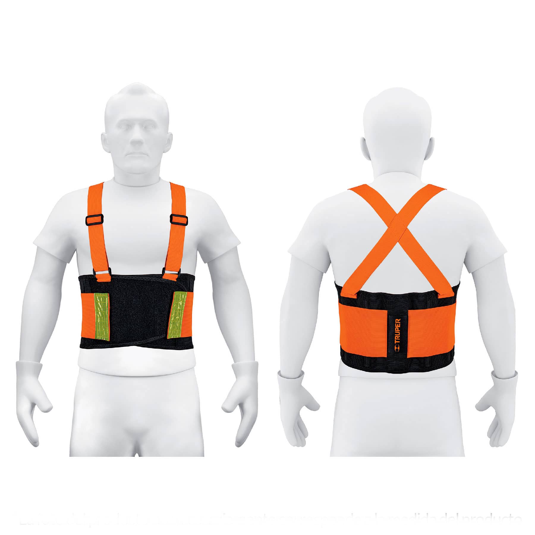 Faja lumbar naranja con cintas de alta visibilidad, M, Truper