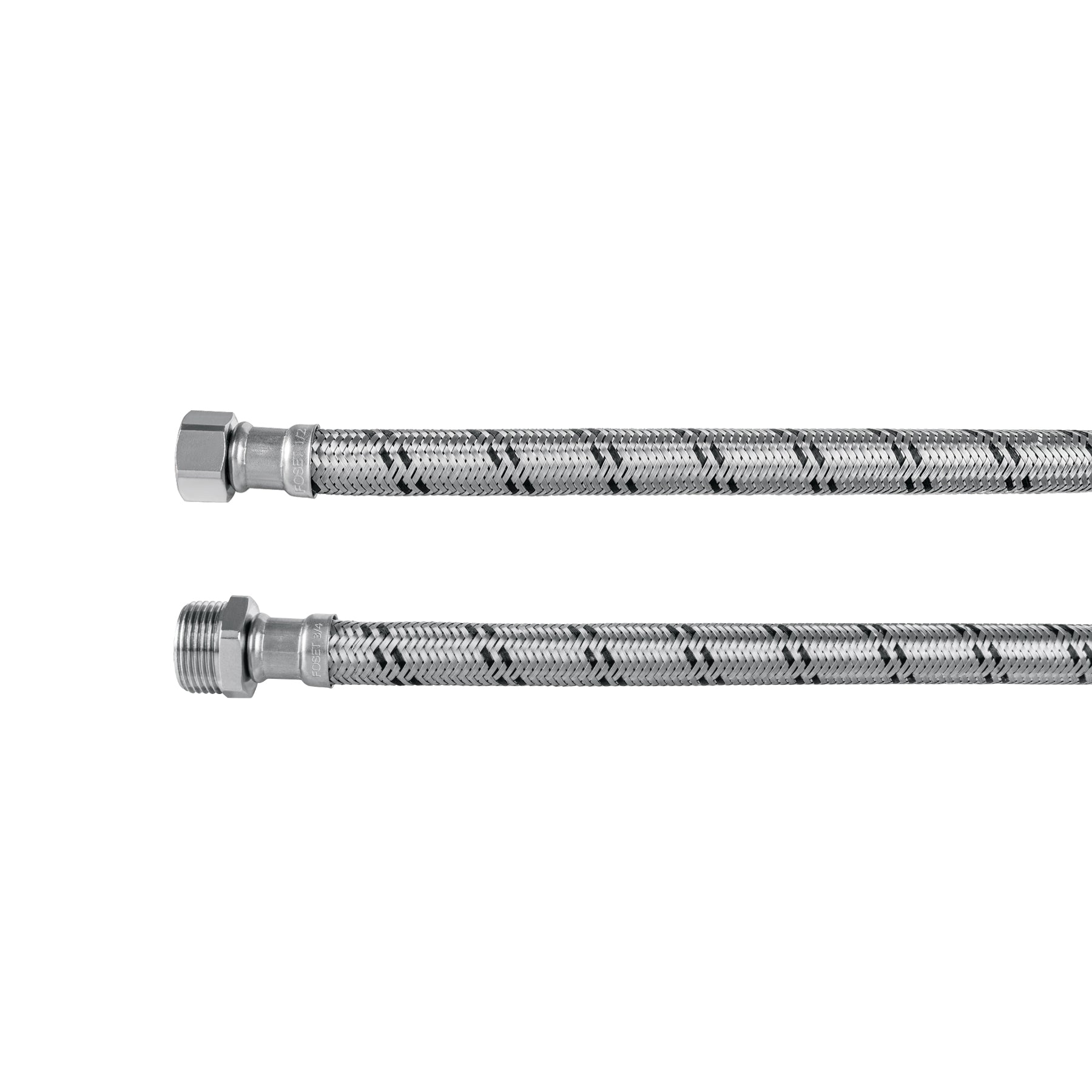 Manguera para boiler, acero inoxidable 1/2"H x 3/4"M, 80 cm, Foset, FBO-1280XM, 43733