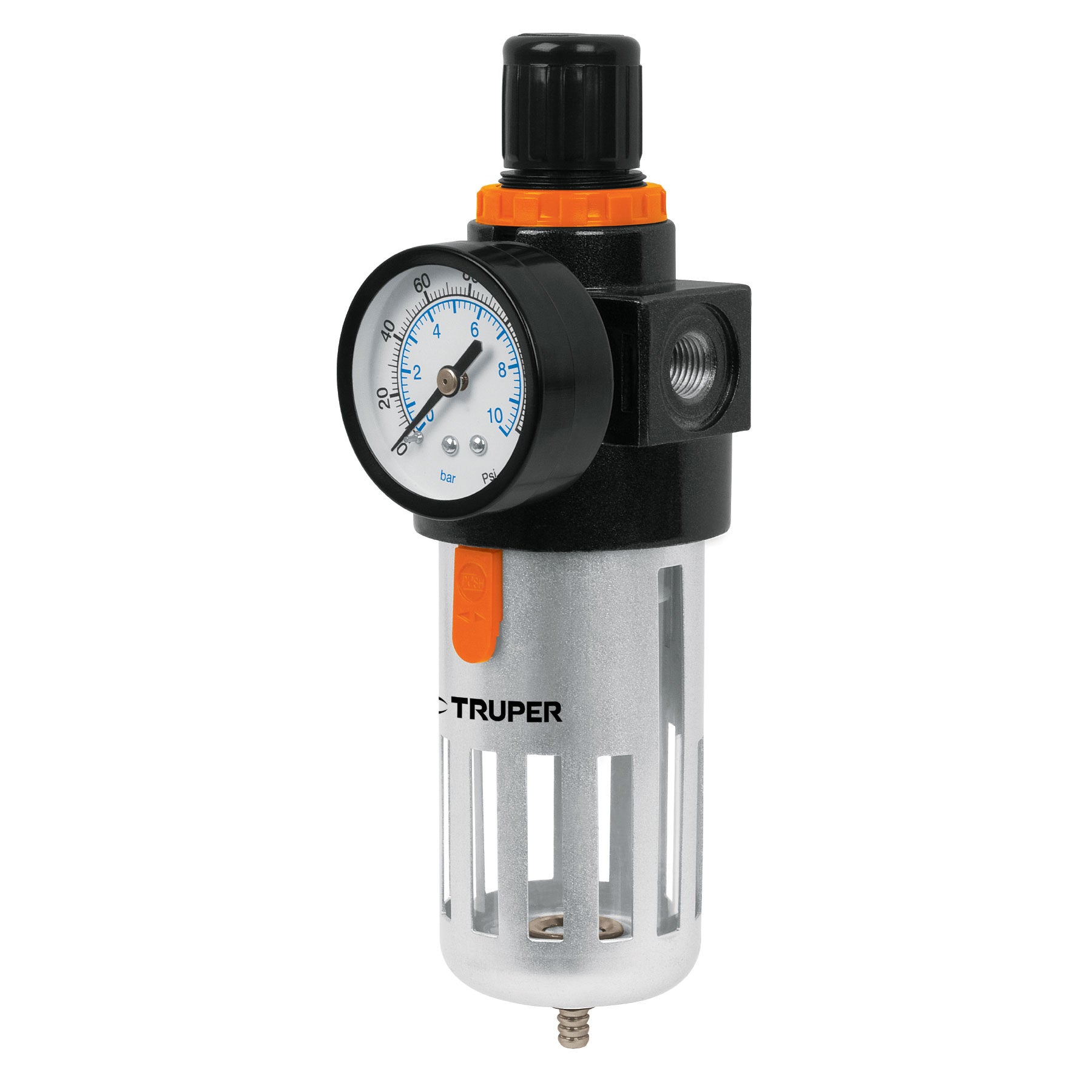 Filtro y regulador, presión de aire, cuerda 1/4" NPT, Truper