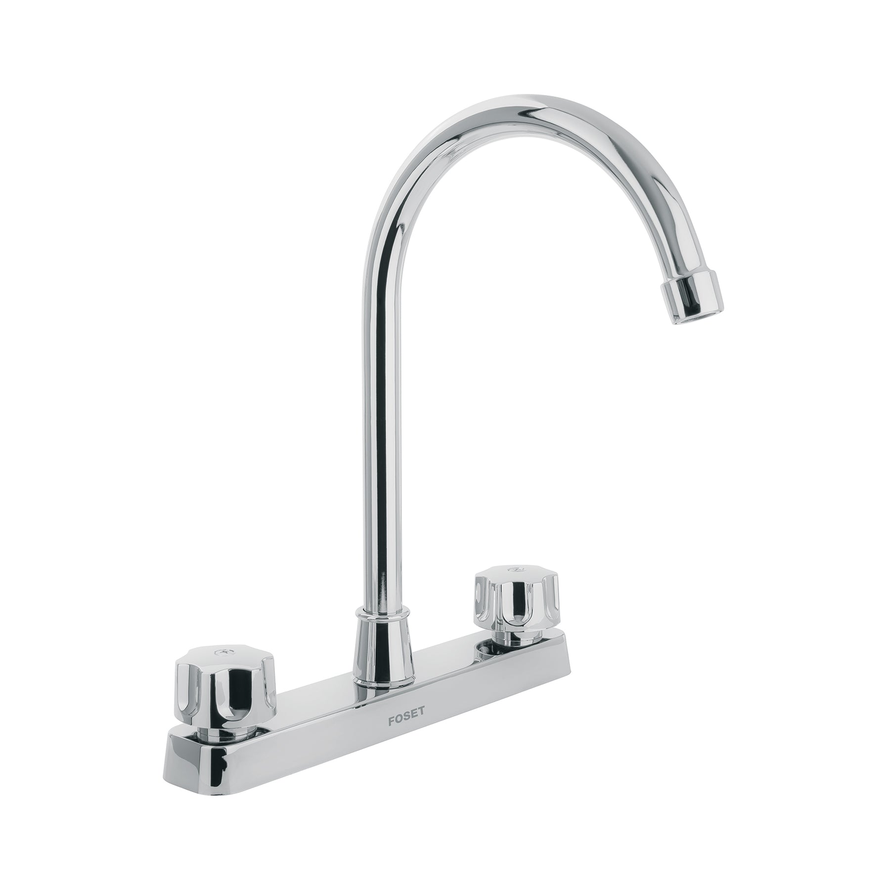 Mezcladora 8" fregadero, ABS, cuello curvo, hexagonal, BASIC