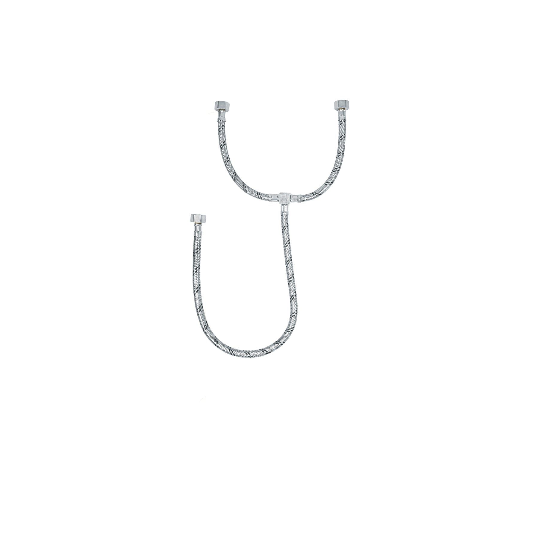 Manguera "T" lavabo/fregadero,acero inoxidable ,1/2"x1/2"x1/2",55cm, Foset, FTE-55X, 49124