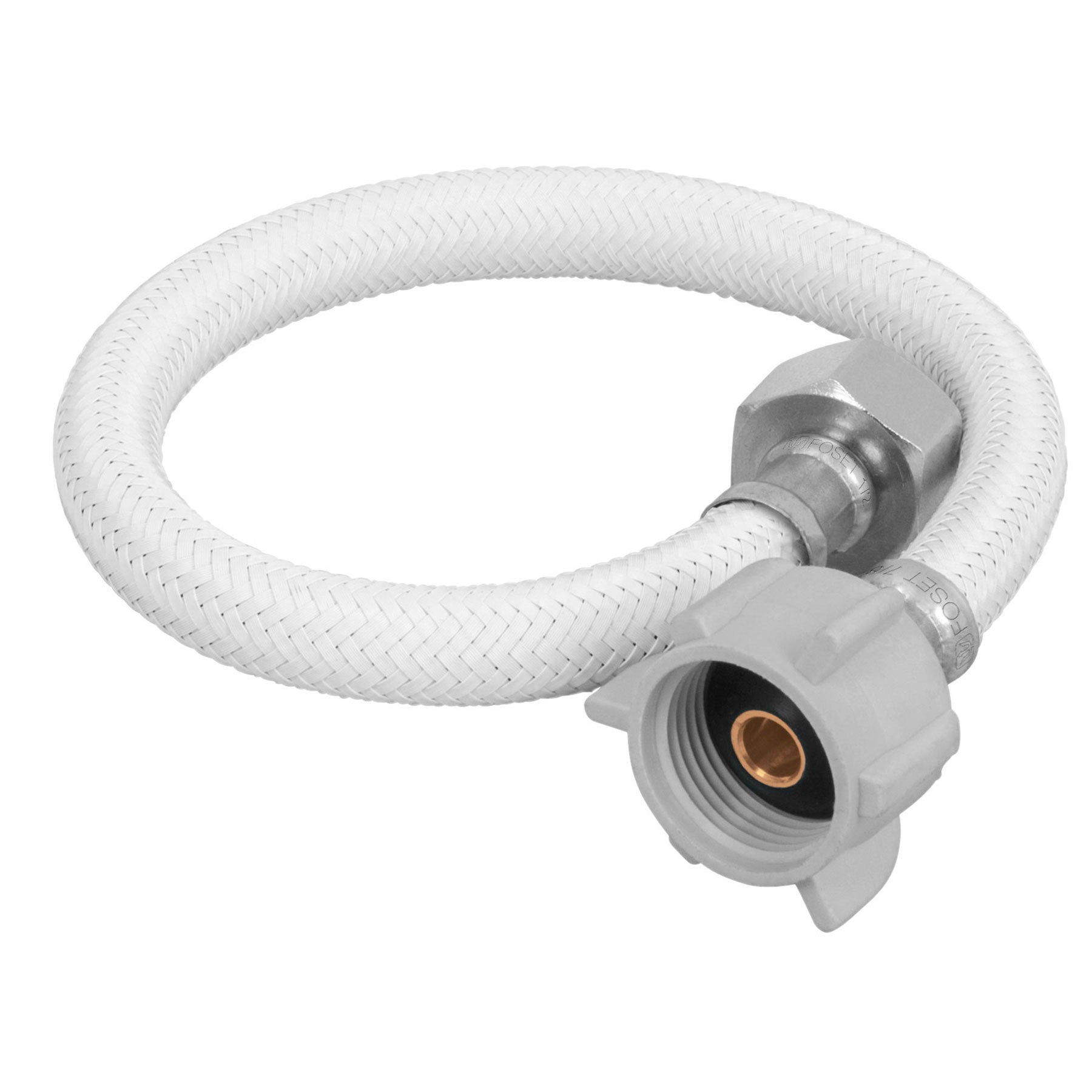 Manguera para WC, vinilo blanco, 1/2x7/8", 35cm, plástico/latón