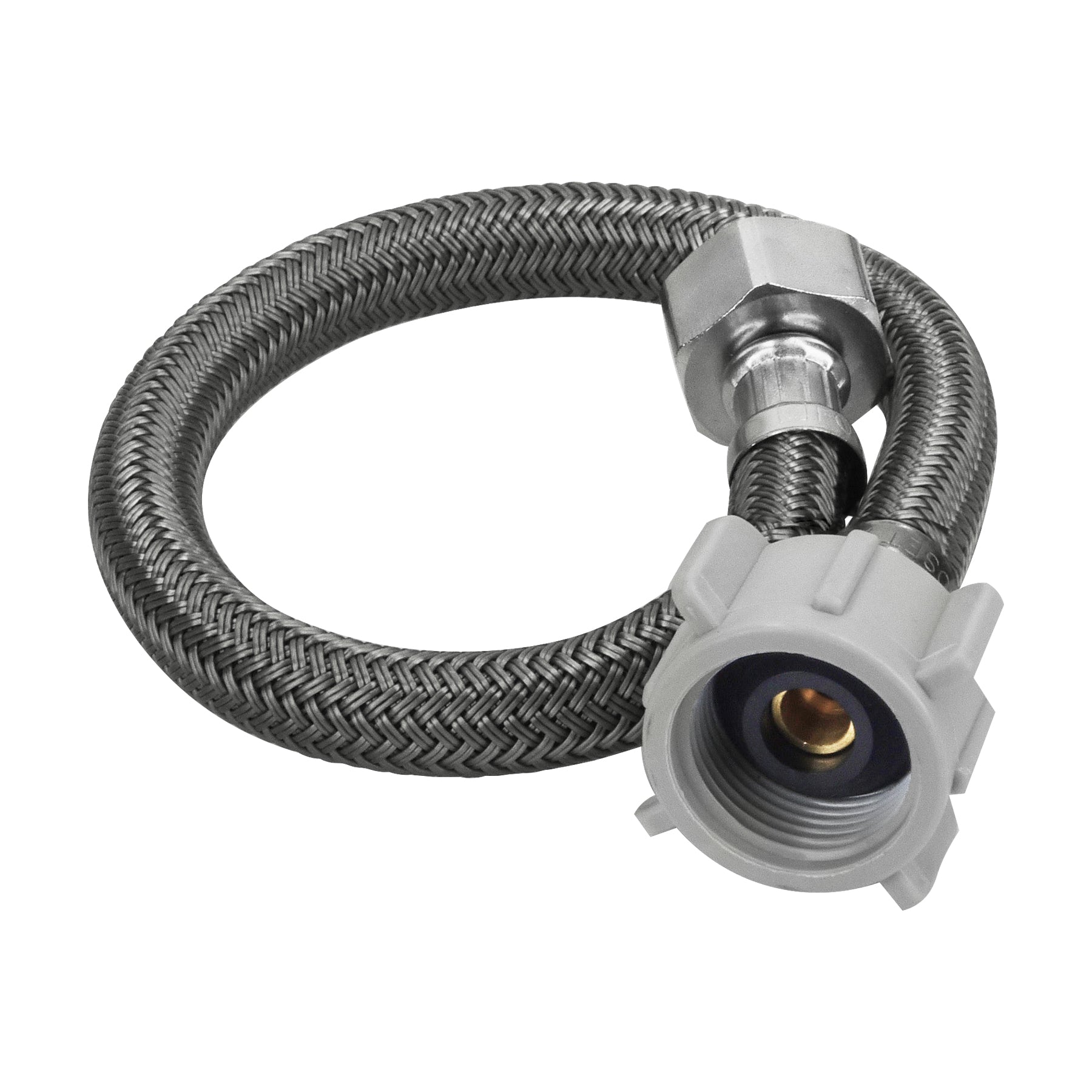 Manguera para WC, vinilo gris, 1/2"x7/8", 35cm, plástico/latón