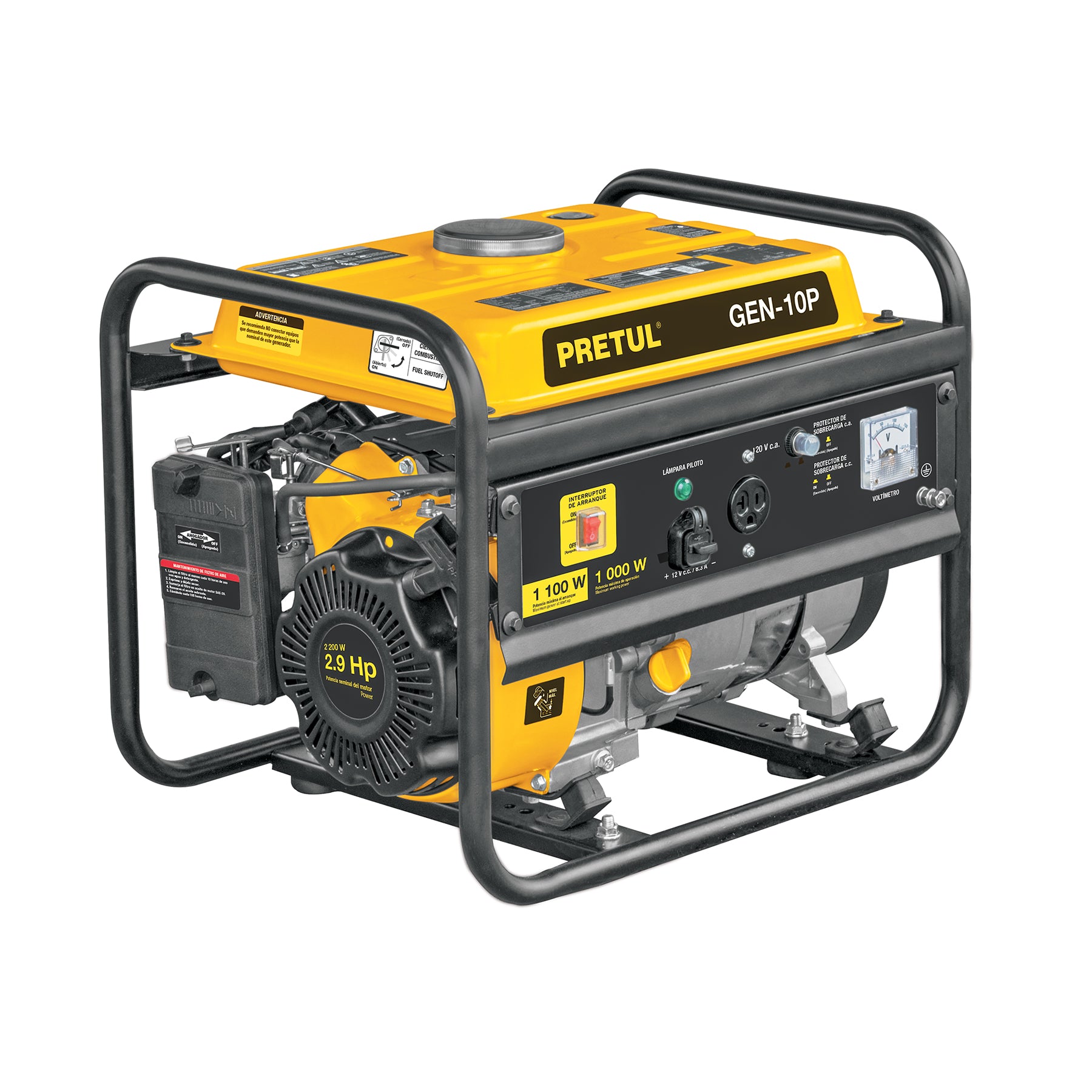 Generador portátil 1 kW motor a gasolina, Pretul, GEN-10P, 26033