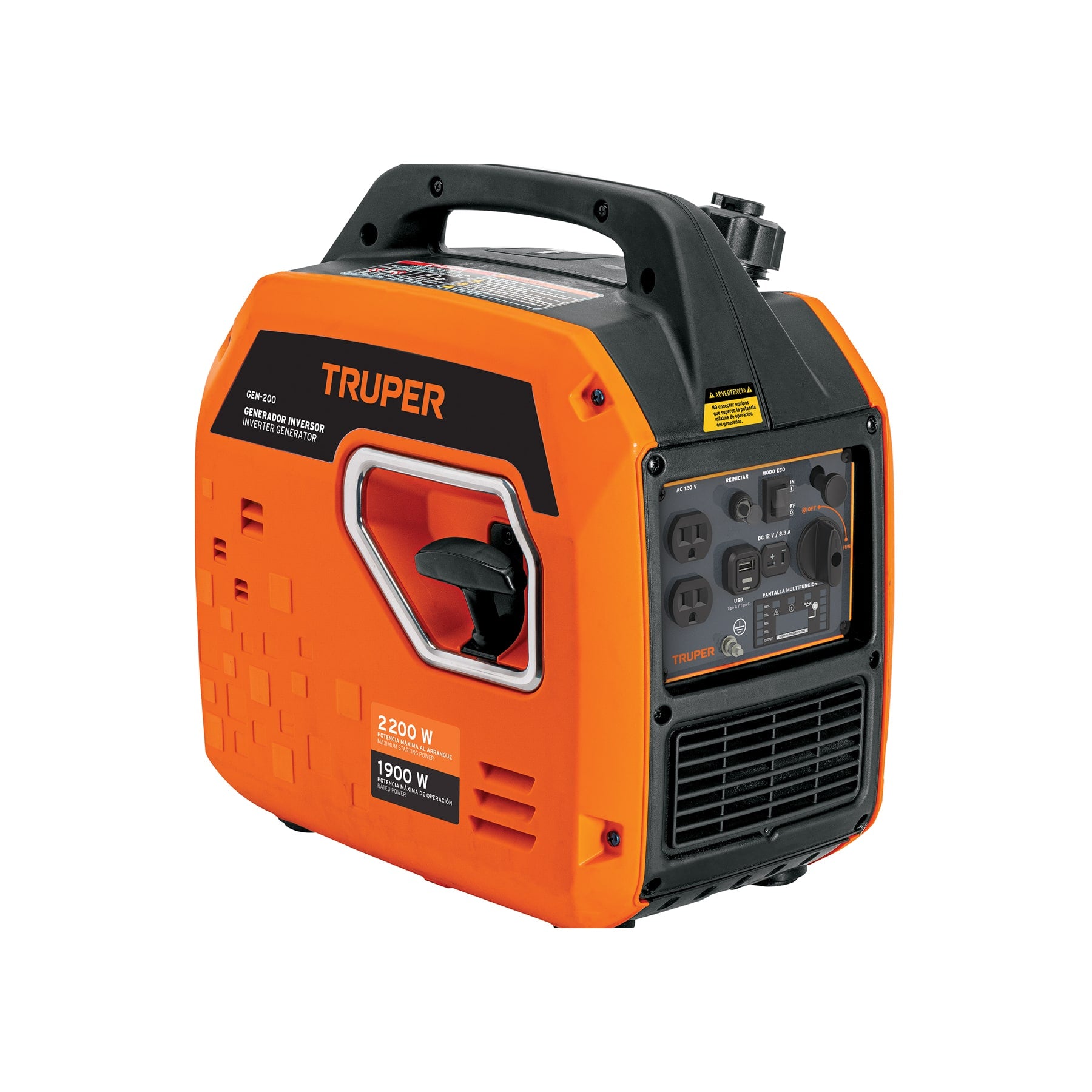 Generador silencioso inverter 2.2kW, 80 cc, encendido manual