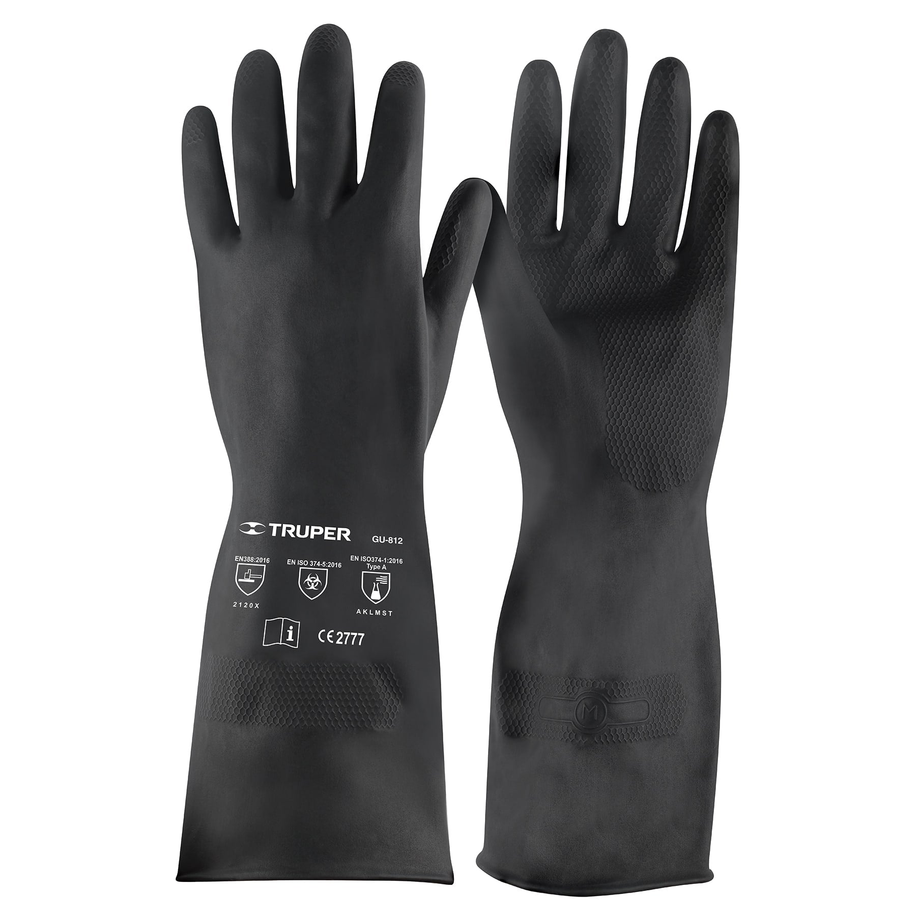 Guantes de neopreno para manejo de químicos, M, Truper