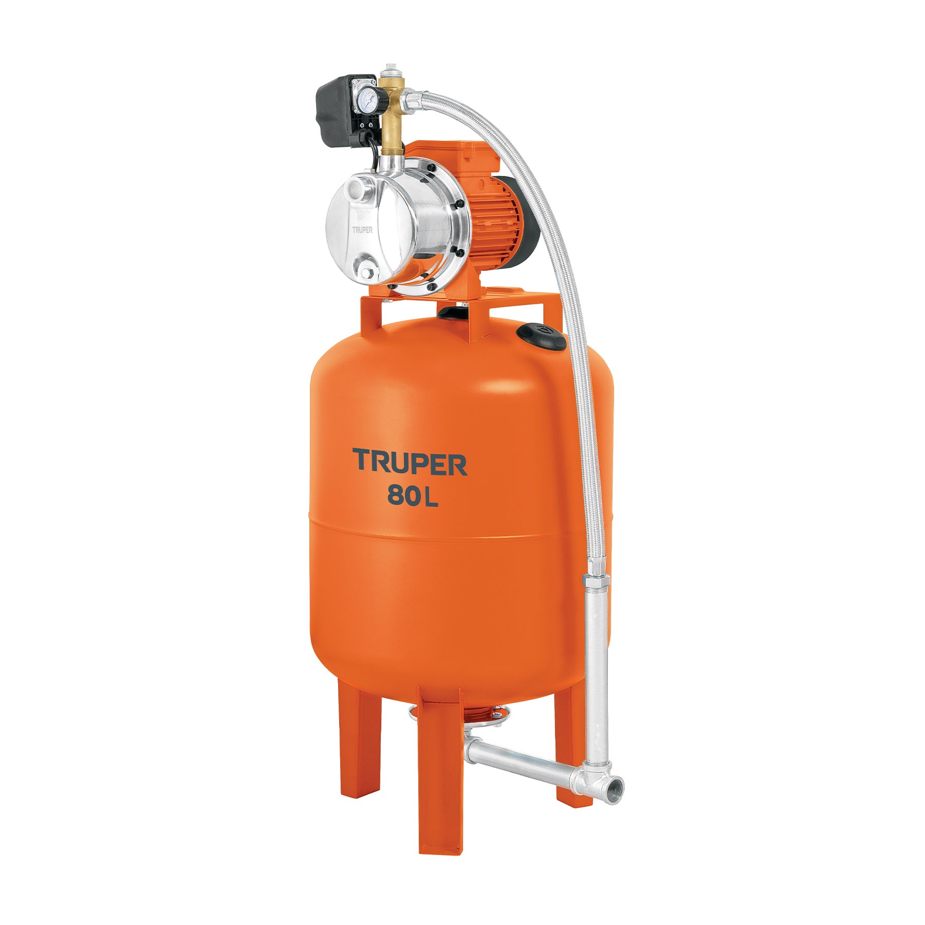 Equipo hidroneumático 80L, jet inoxidable 1 HP, TRUPER