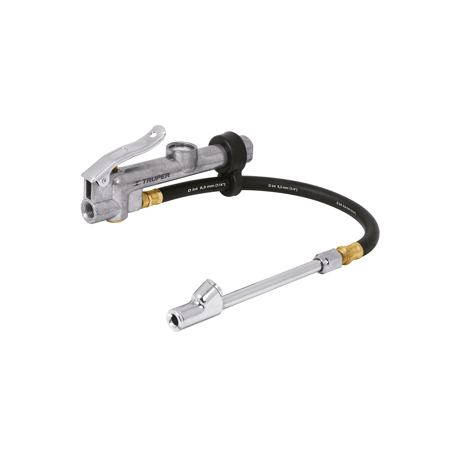 Inflador calibrador, cabeza doble, prof. 1/4" NPT, Truper